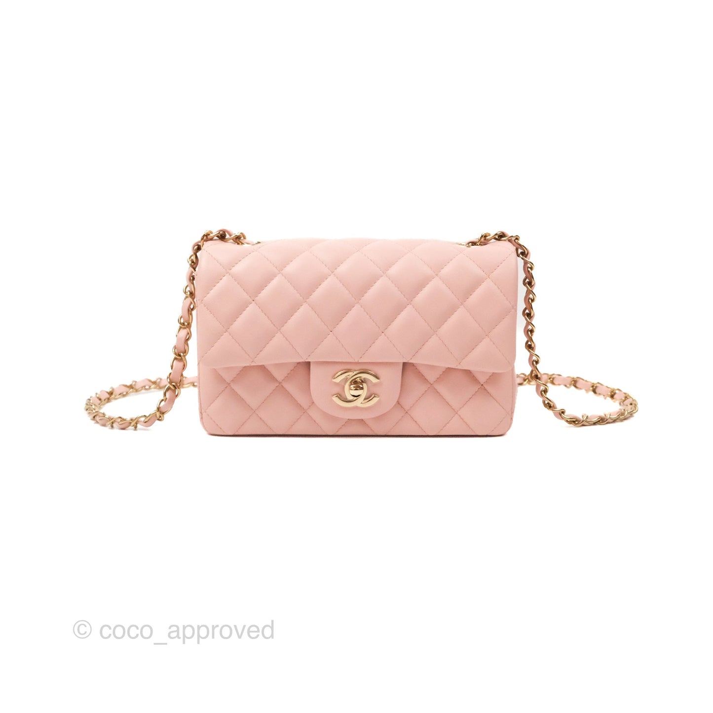 Chanel Quilted Mini Rectangular Flap Pink Lambskin Gold Hardware