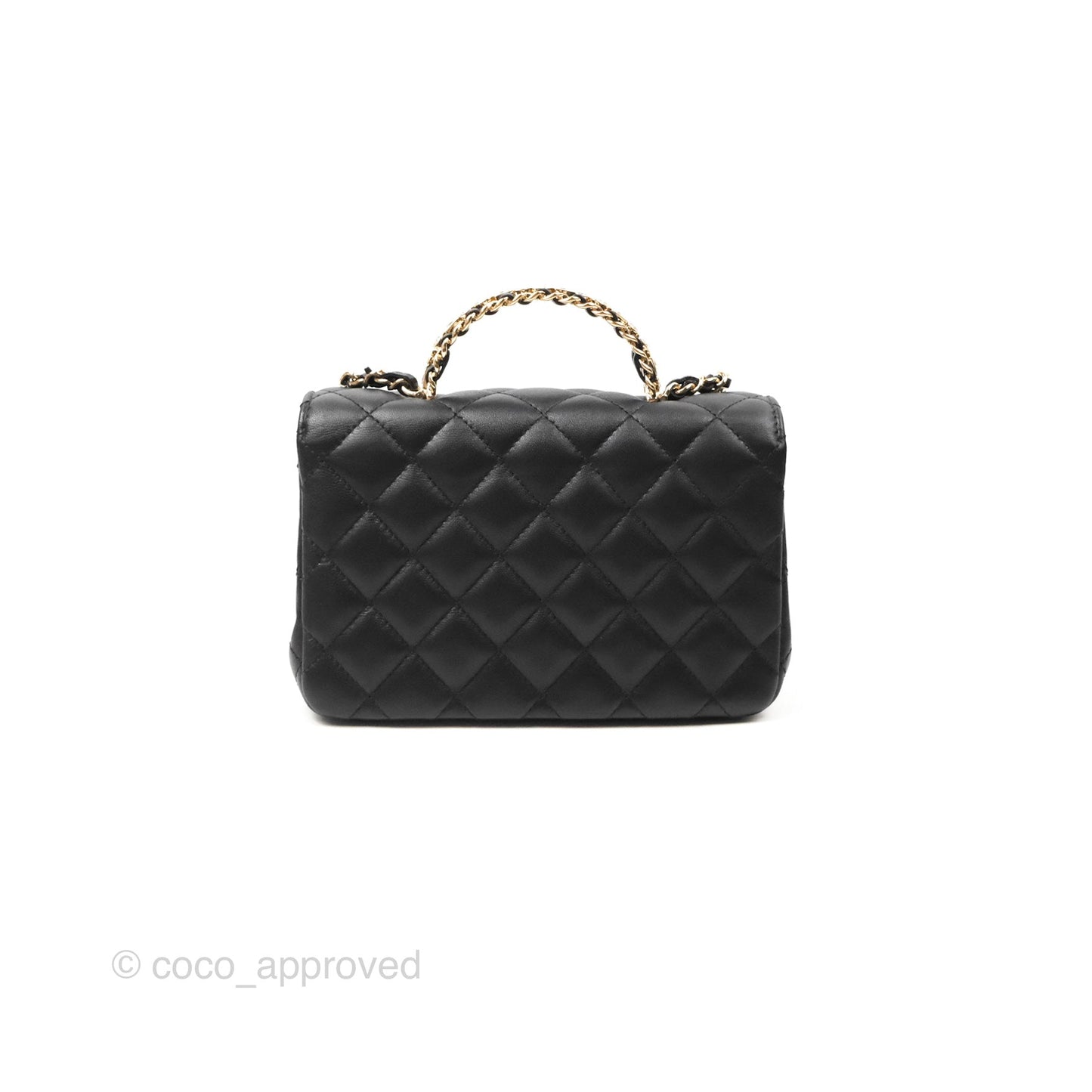 Chanel Mini Rectangle Flap with Crystals Top Handle Black Lambskin 23A