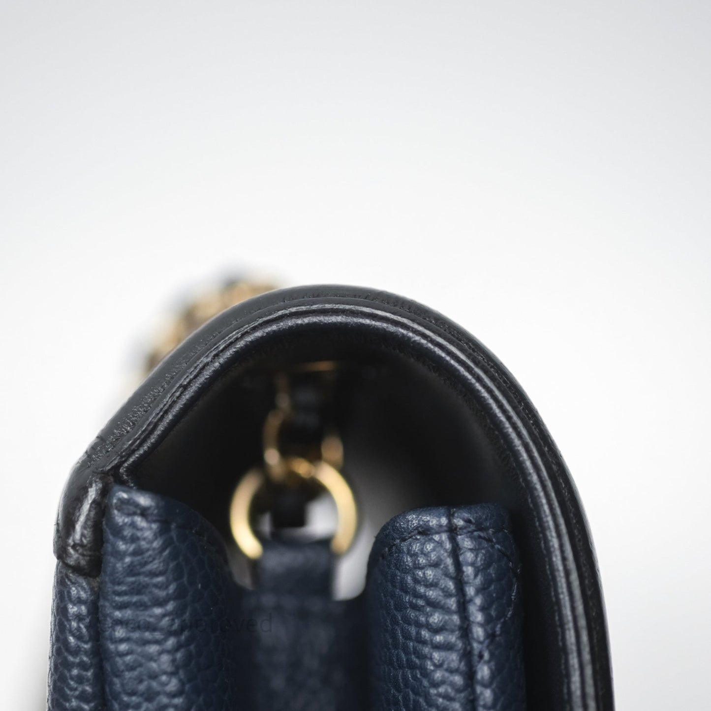 Chanel Small CC Filigree Flap Quilted Navy Black Caviar Aged Gold Hardware