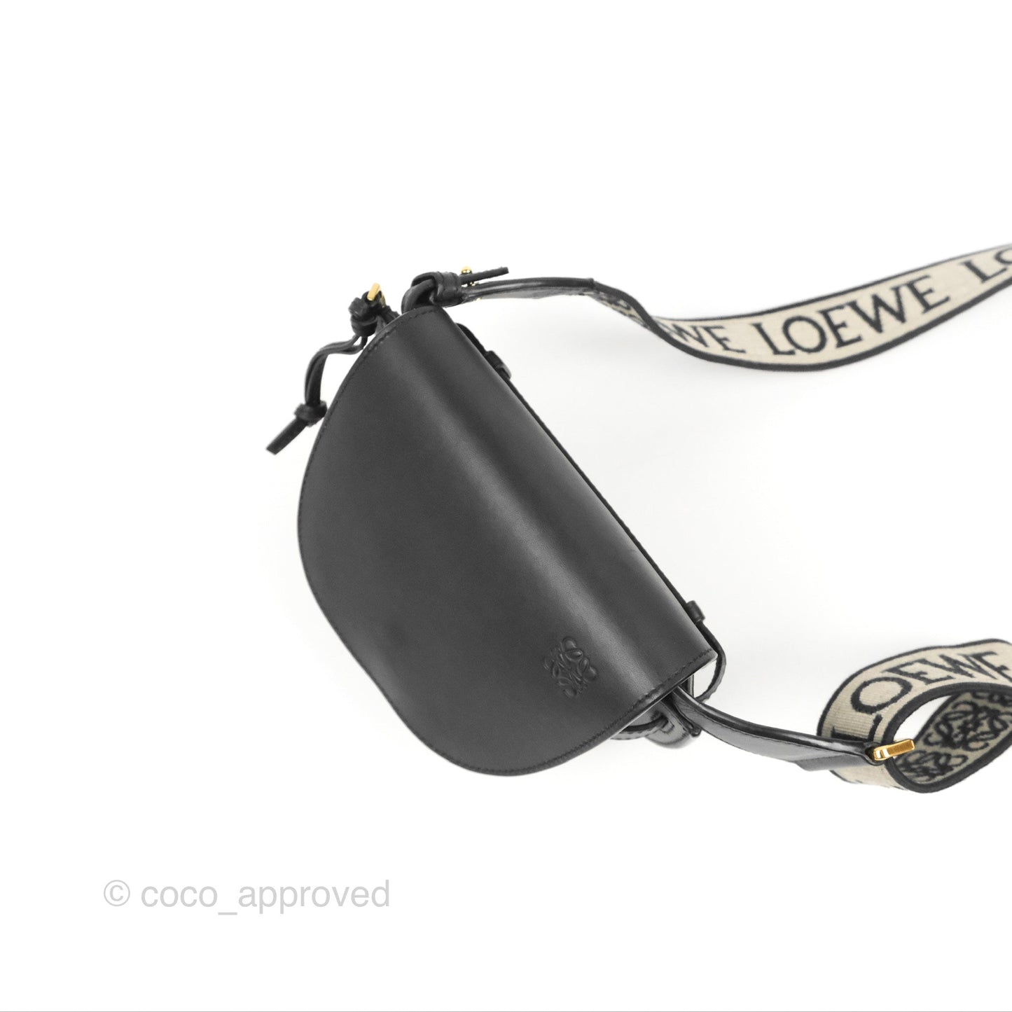 Loewe Mini Gate Dual Bag in Soft Calfskin & Jacquard Strap Black