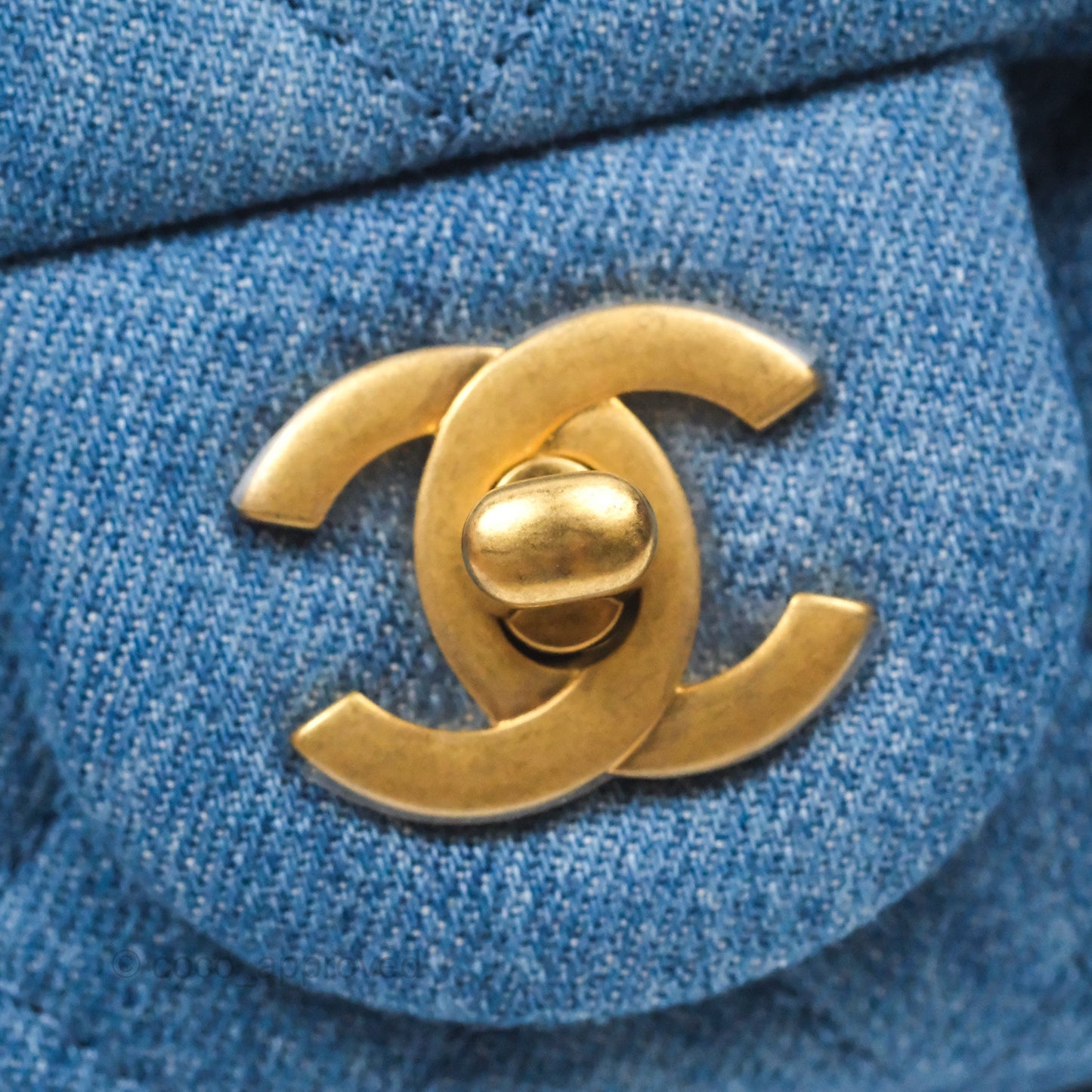 Chanel Mini Rectangular Pearl Crush Quilted Denim Aged Gold Hardware