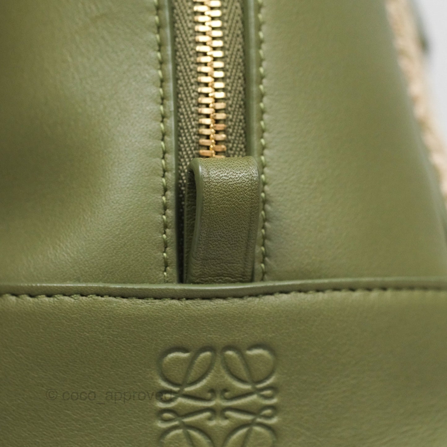 Loewe Amazona 19 Square Green/ Avocado Green in Anagram Jacquard and Calfskin