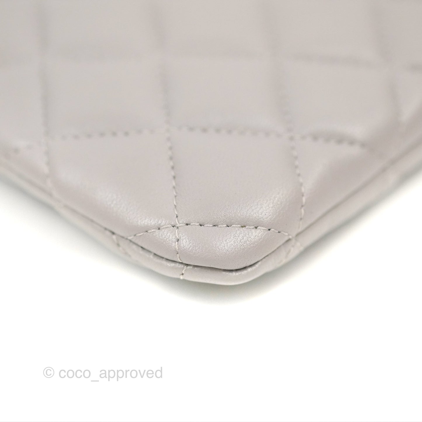 Chanel Quilted Small O Case Grey Lambskin Silver Hardware