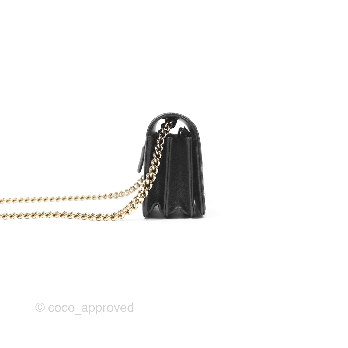 Chanel Mini Boy Quilted Wallet on Chain WOC Black Caviar Gold Hardware