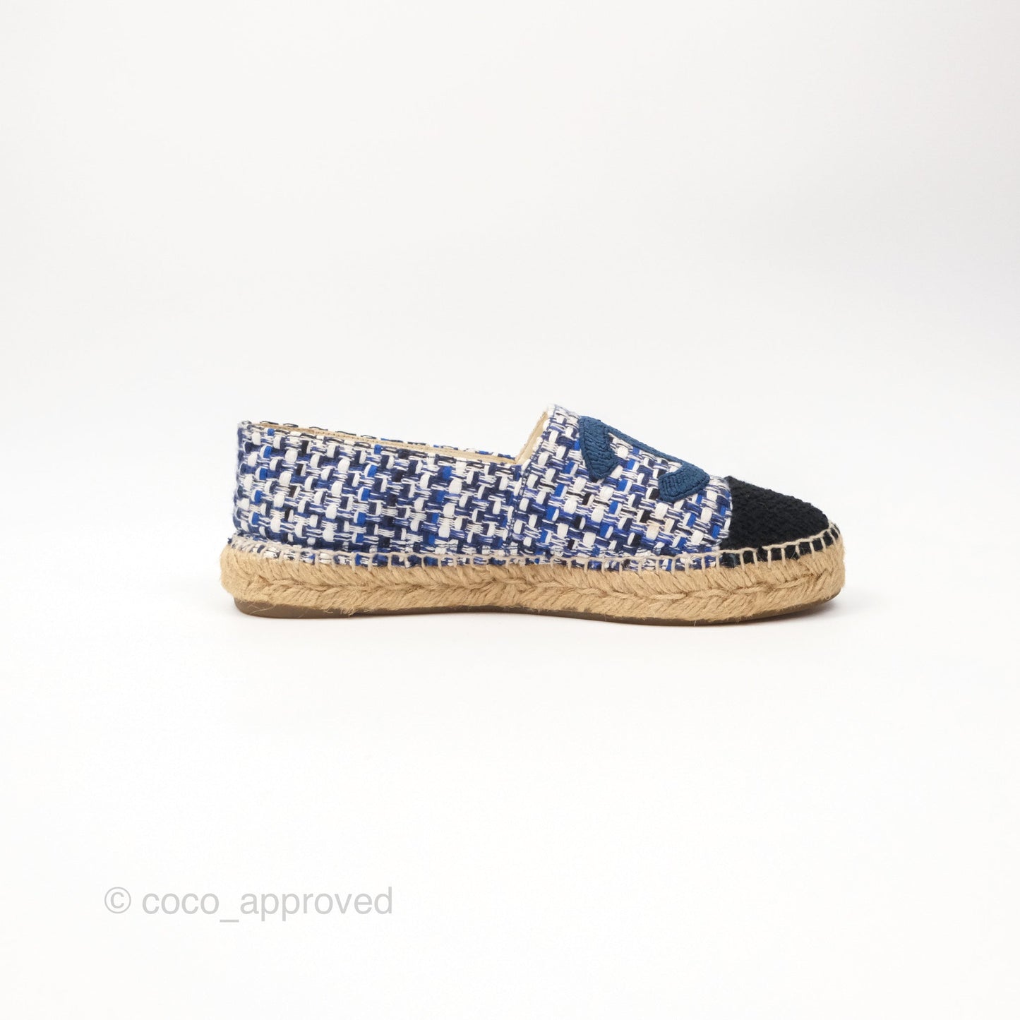 Chanel Espadrille Blue Tweed Size 38