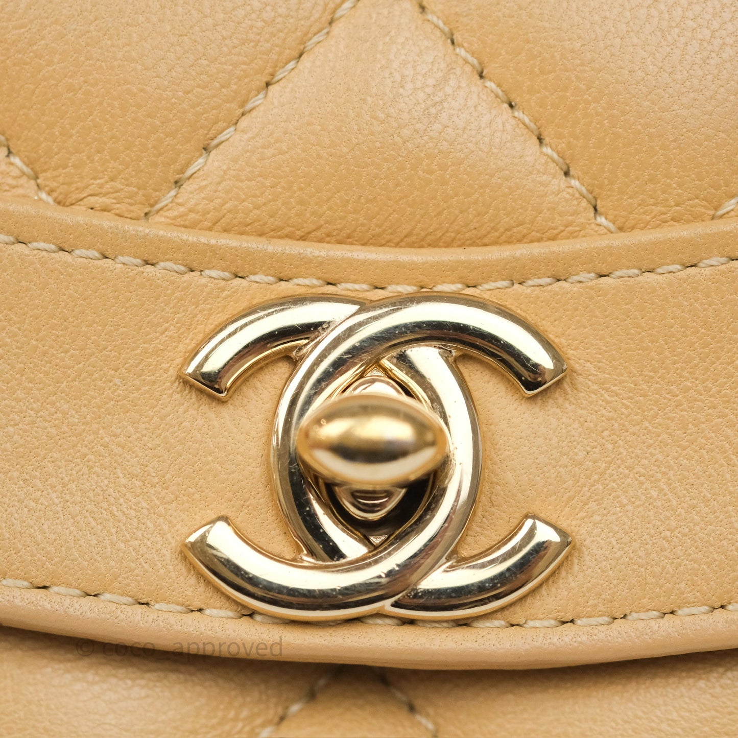 Chanel Coco Vintage Camera Case Beige Calfskin Gold Hardware