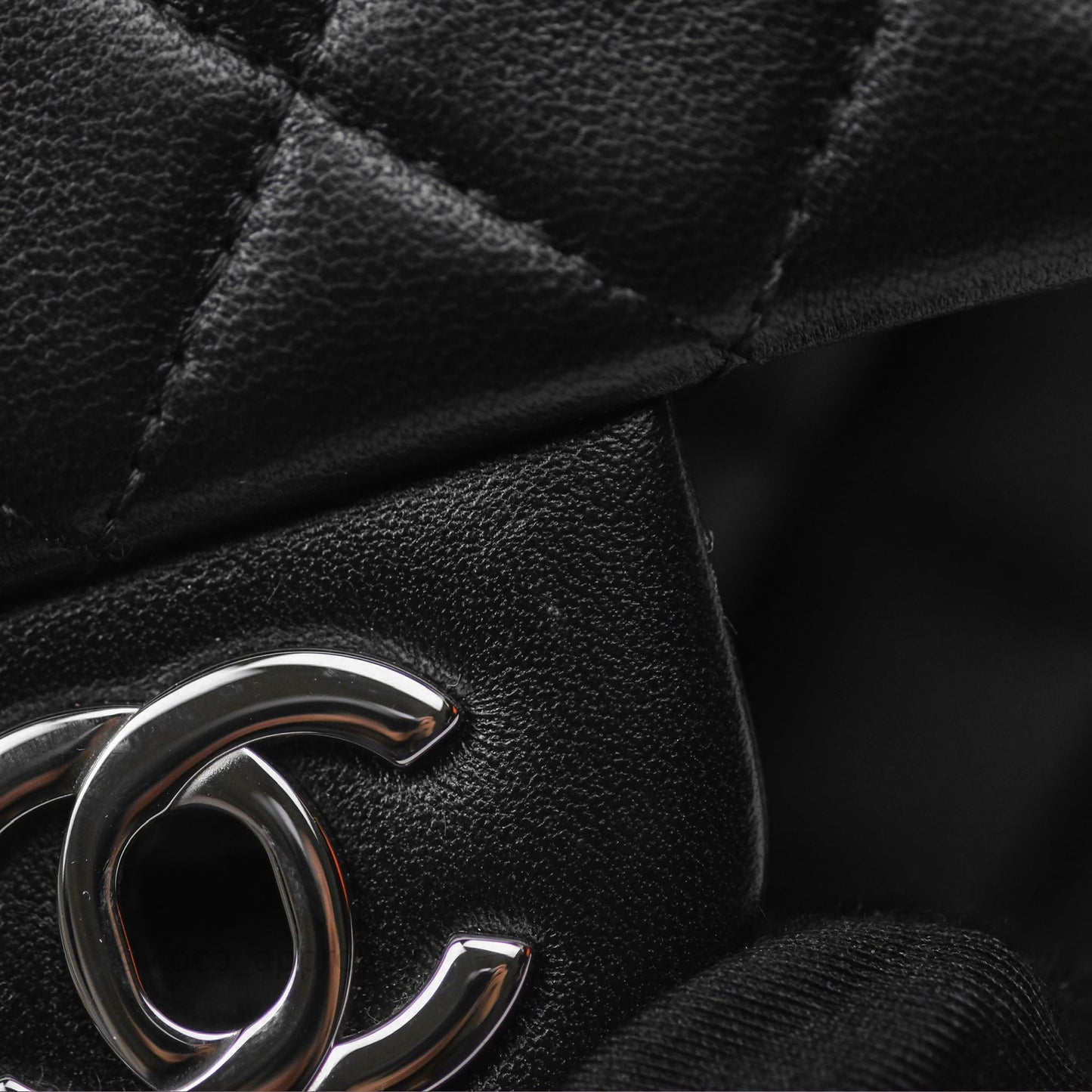 Chanel Quilted Mini Rectangular Flap Black Lambskin Silver Hardware