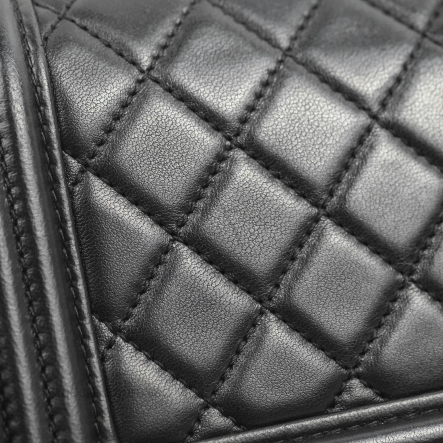 Chanel Small Boy Black Lambskin Aged Gold Hardware