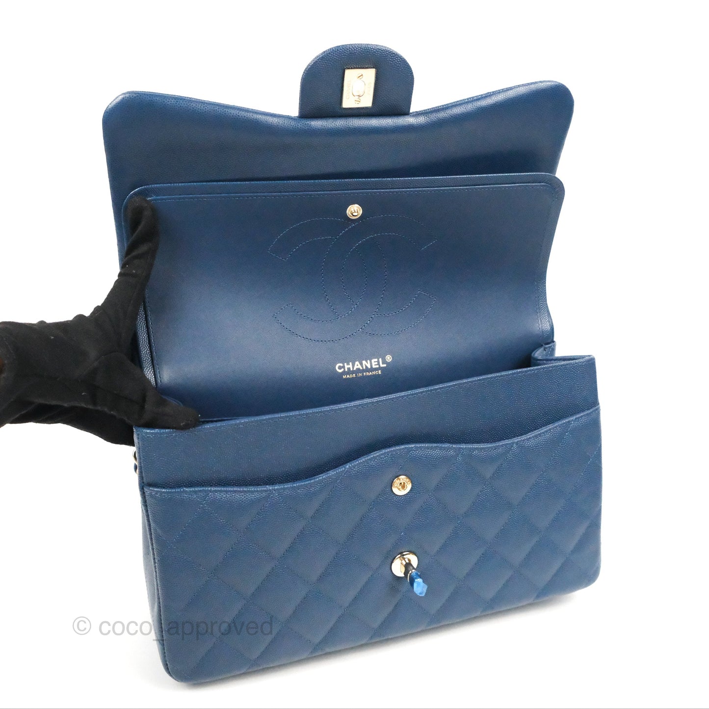 Chanel Jumbo Double Flap Dark Blue Caviar Gold Hardware⁣⁣