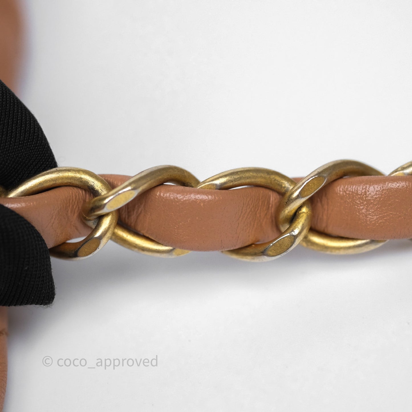 Chanel 22 Small Caramel Beige Shiny Calfskin Aged Gold Hardware