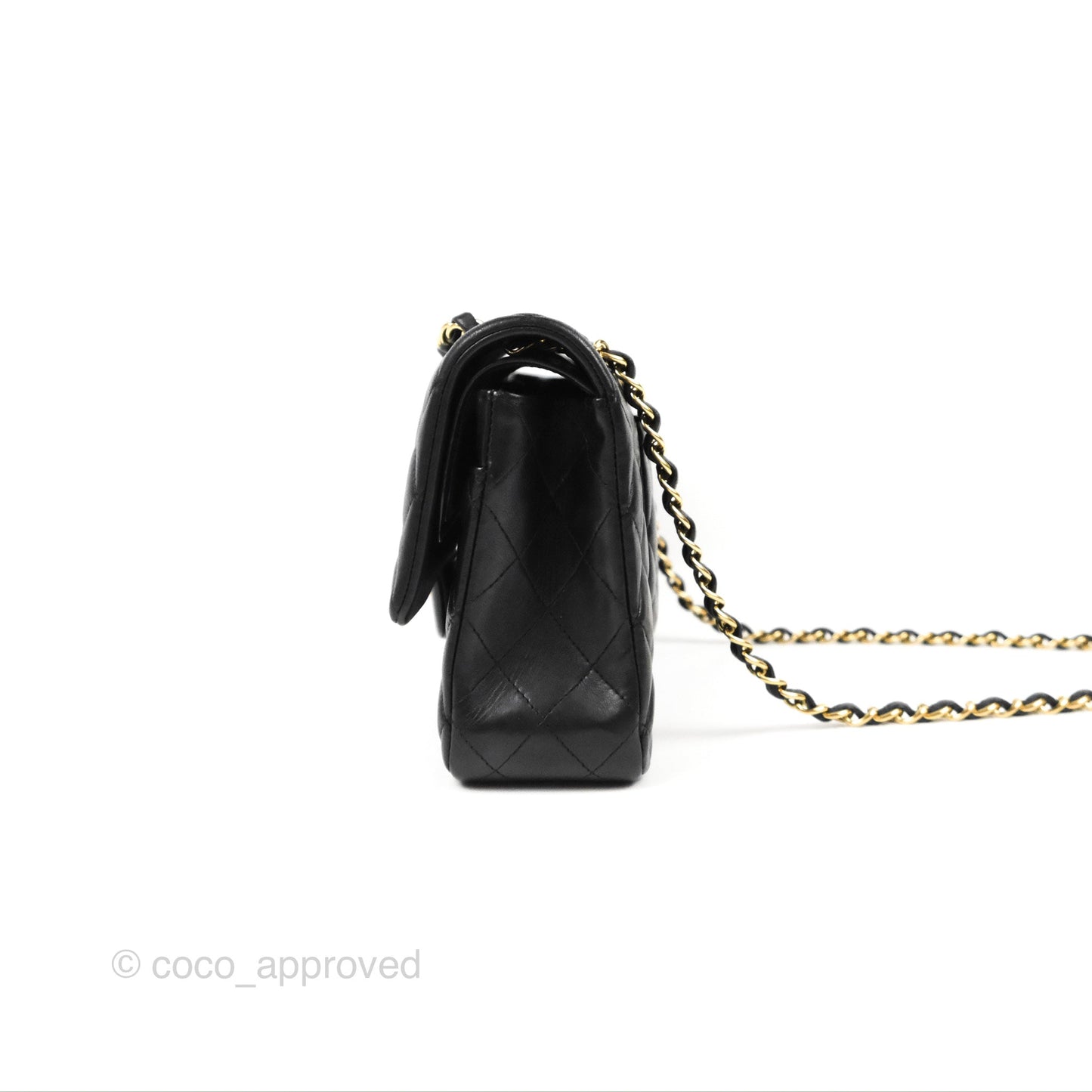 Chanel Classic M/L Medium Flap Quilted Black Lambskin Gold Hardware