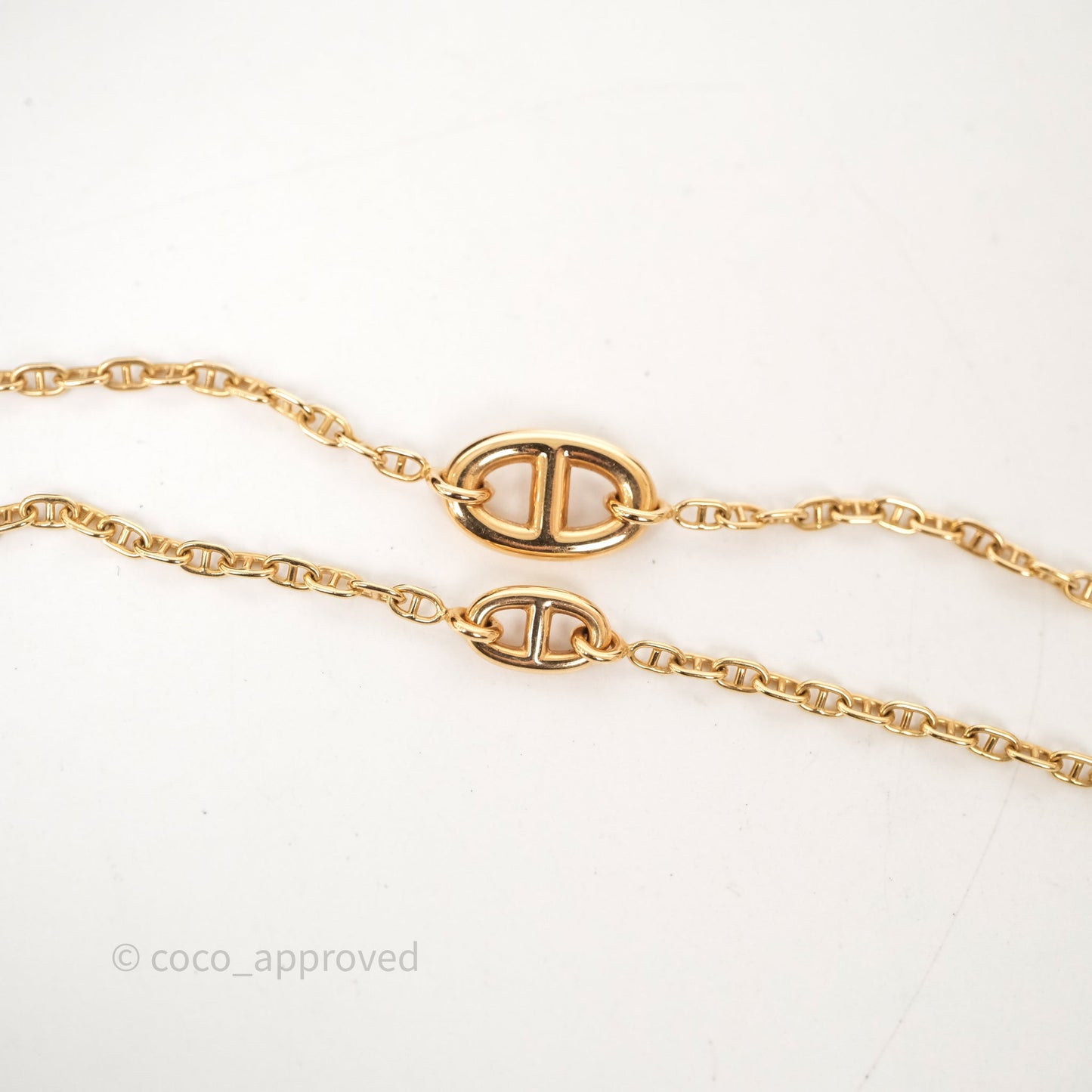 Hermes Sautoir 120cm 18K Necklace Gold Tone