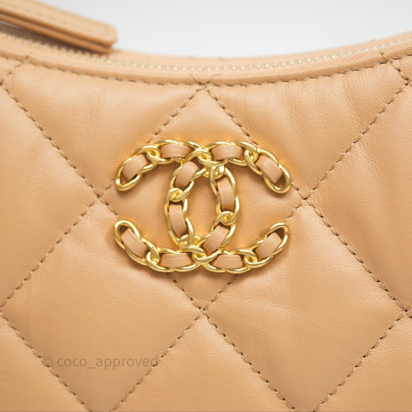 Chanel Large Hobo Bag Beige Aged Calfskin Aged Gold Hardware 23K