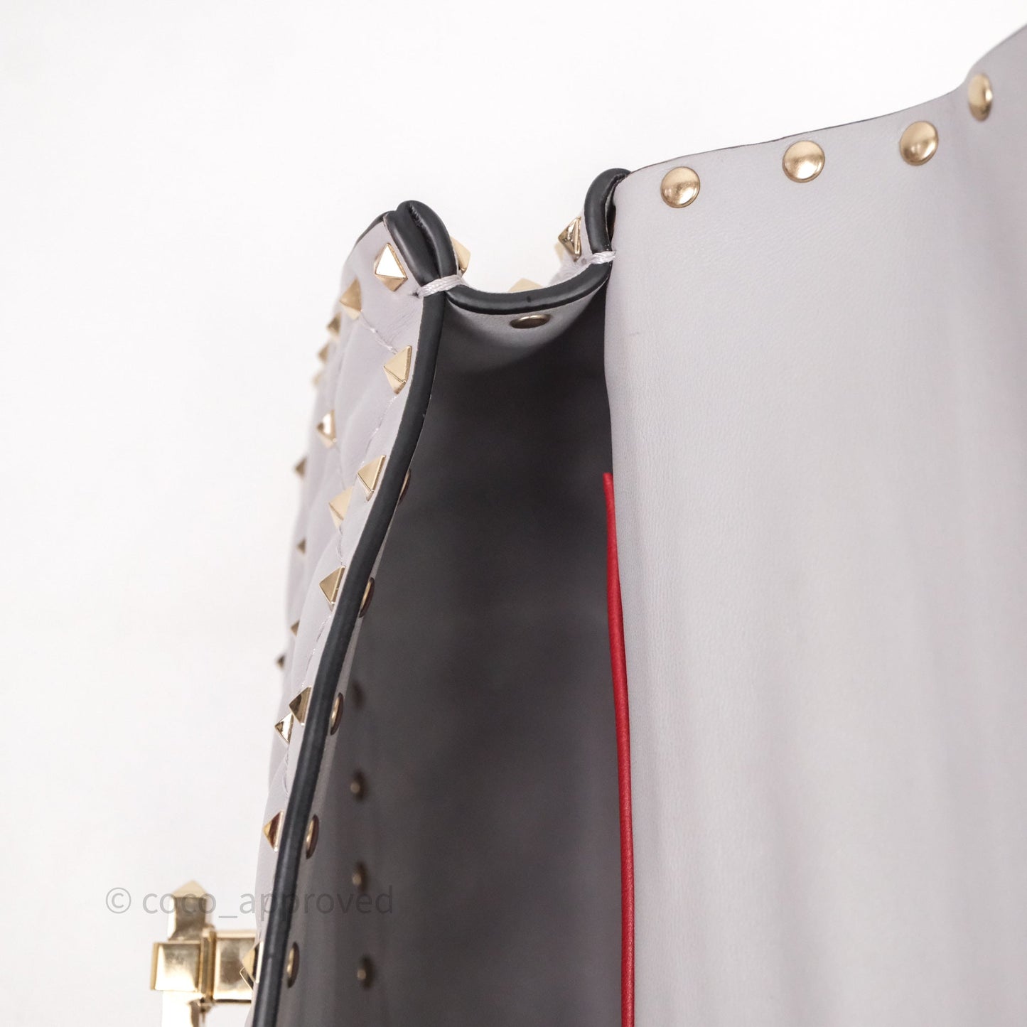 Valentino Small Nappa Rockstud Spike Bag Grey Gold Hardware