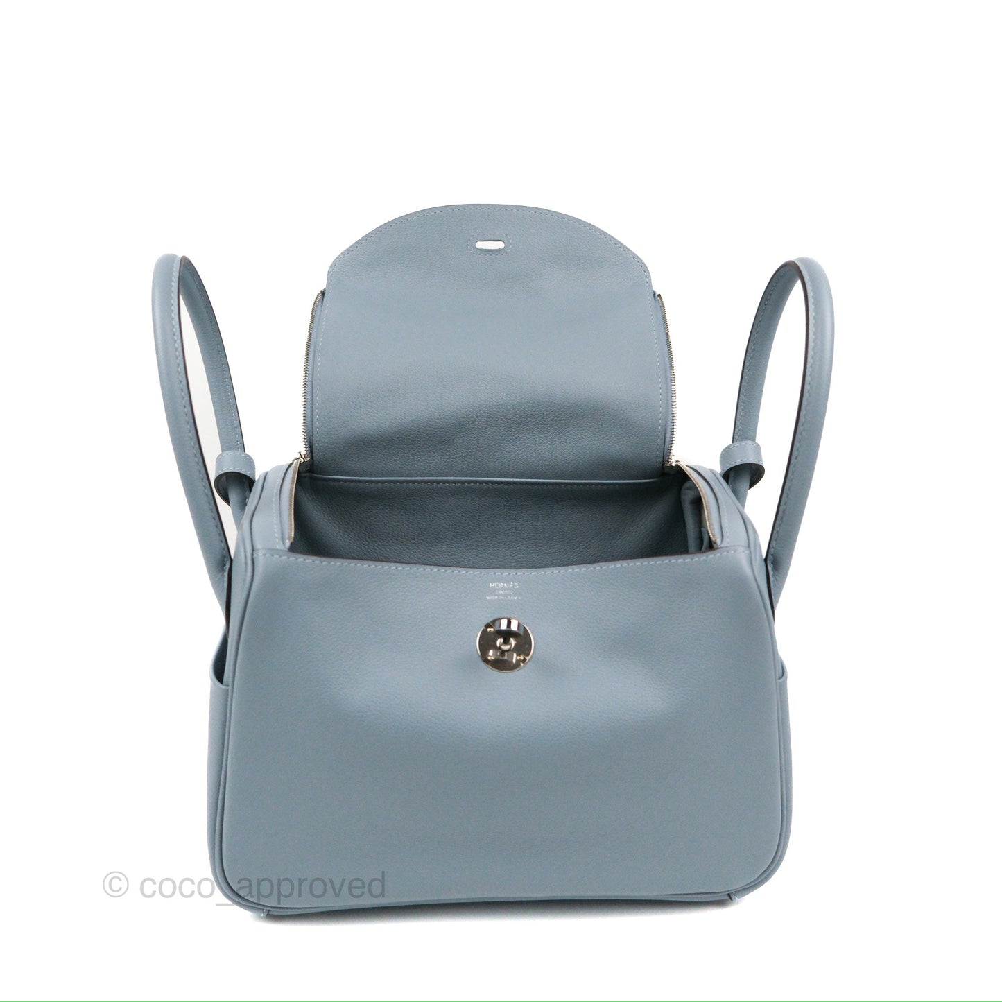 Hermès Lindy 26 Bleu Lin Evercolor Palladium Hardware