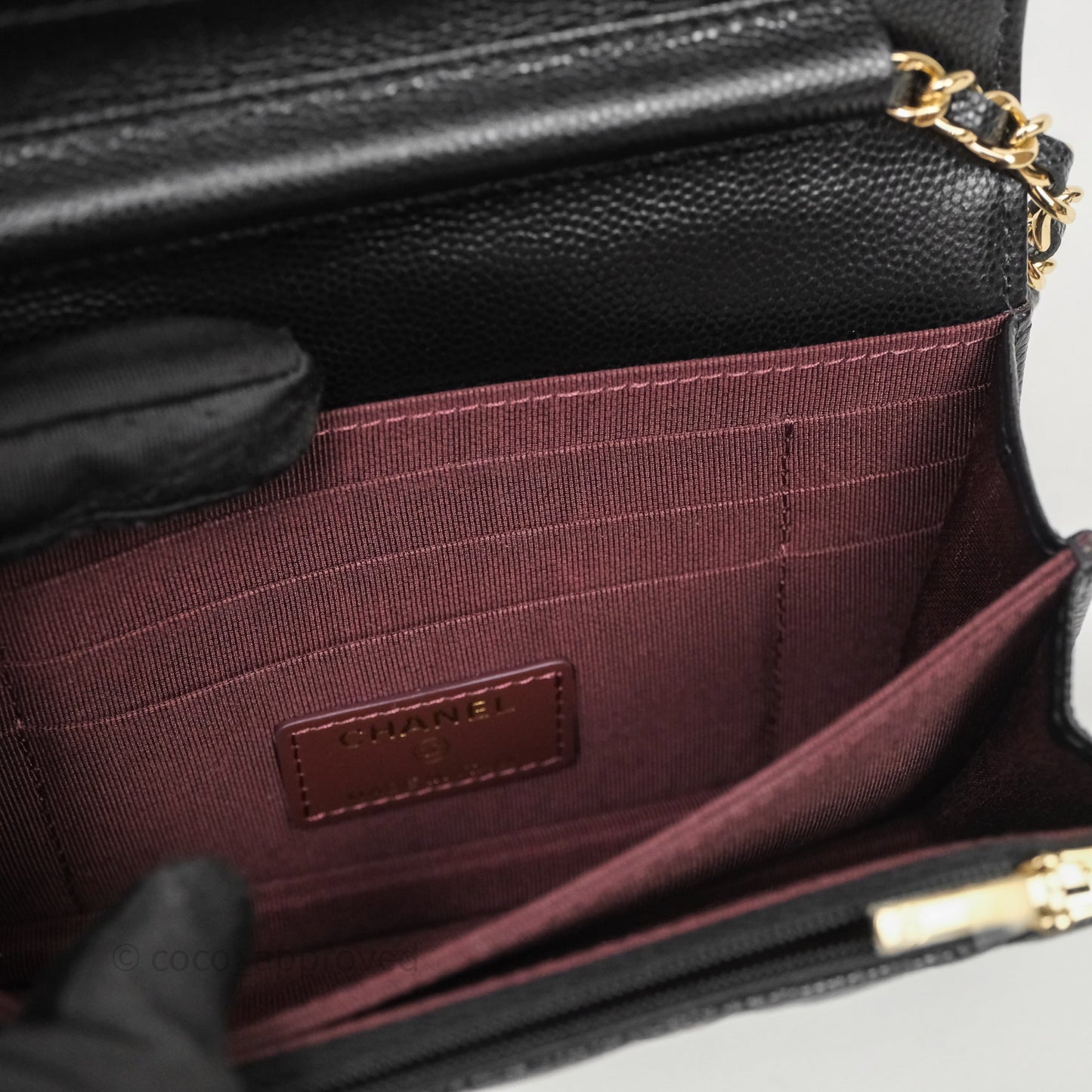 Chanel Quilted Mini Wallet on Chain WOC Black Caviar Gold Hardware