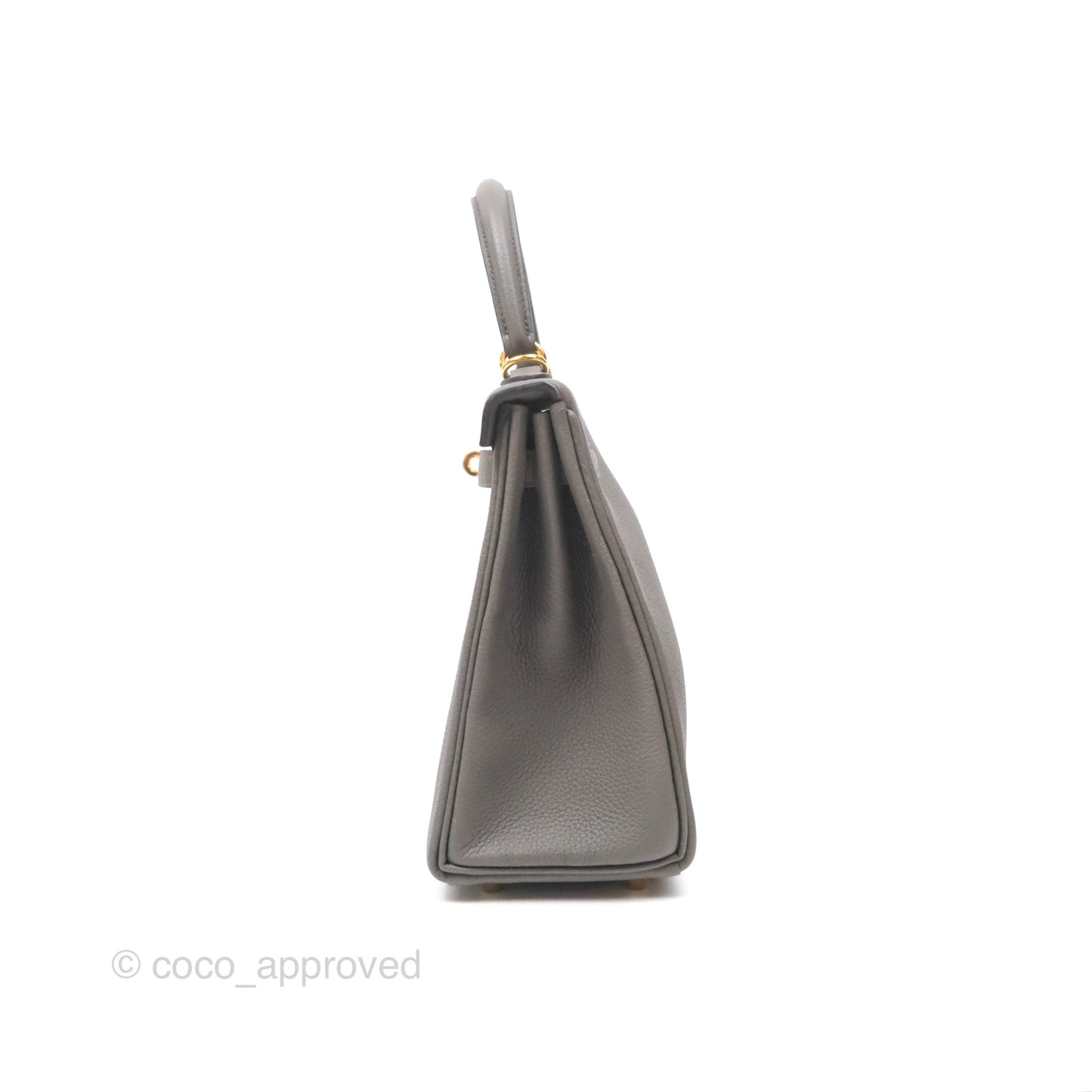 Hermès Kelly 25 Retourne Gris Etain 8F Togo Gold Hardware