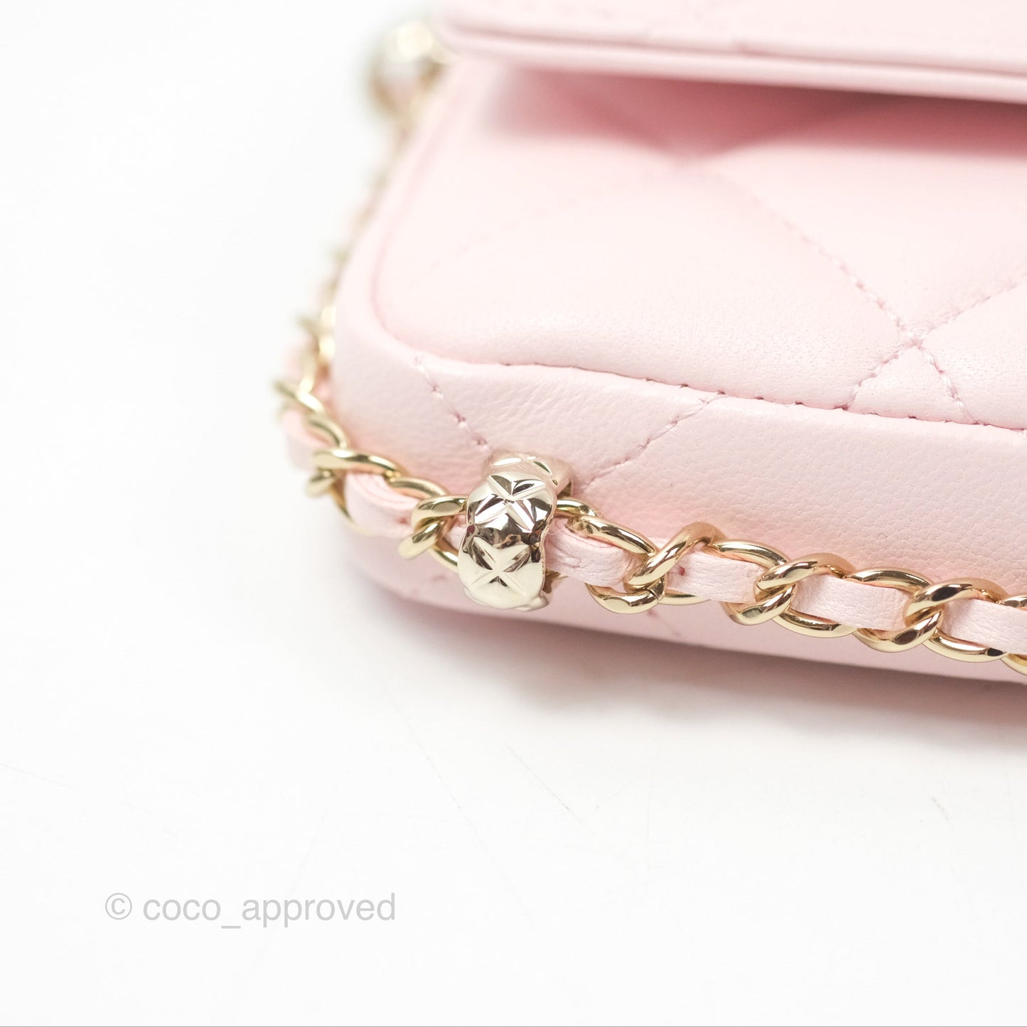 Chanel Mini Chain Around Clutch With Chain Pink Lambskin Gold Hardware