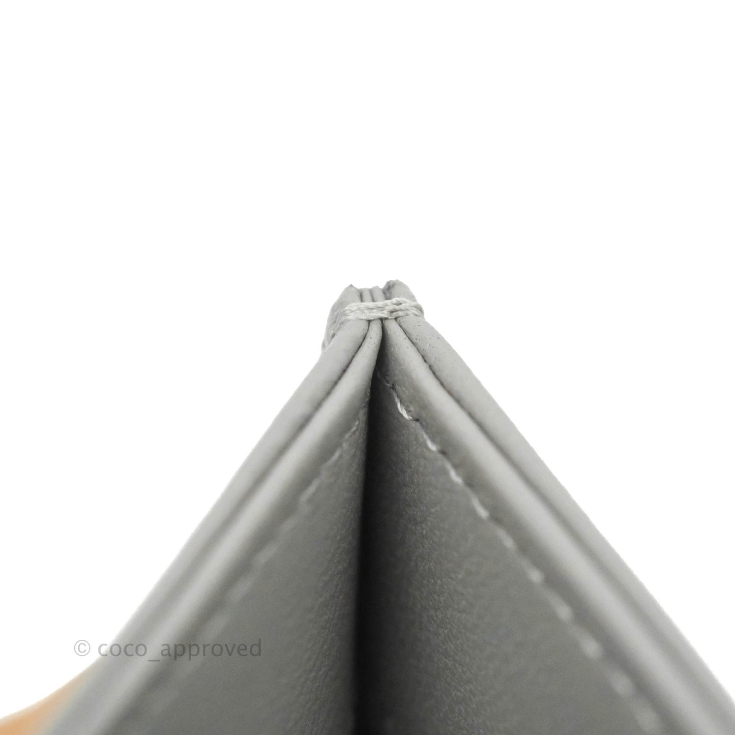 Chanel Classic Flat Card Holder Grey Lambskin Silver Hardware