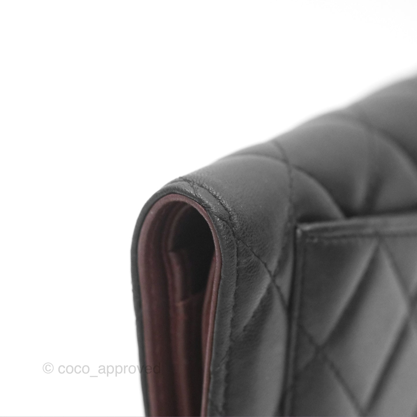 Chanel Classic Quilted Long Wallet Black Lambskin Silver Hardware