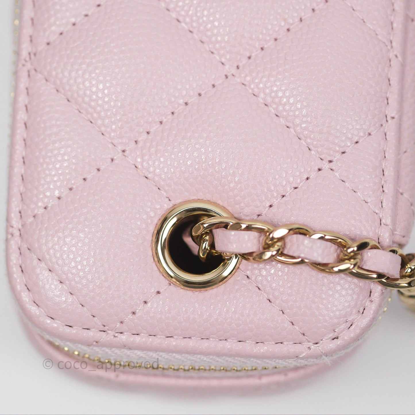 Chanel Mini Vanity With Chain Lilac Caviar Gold Hardware