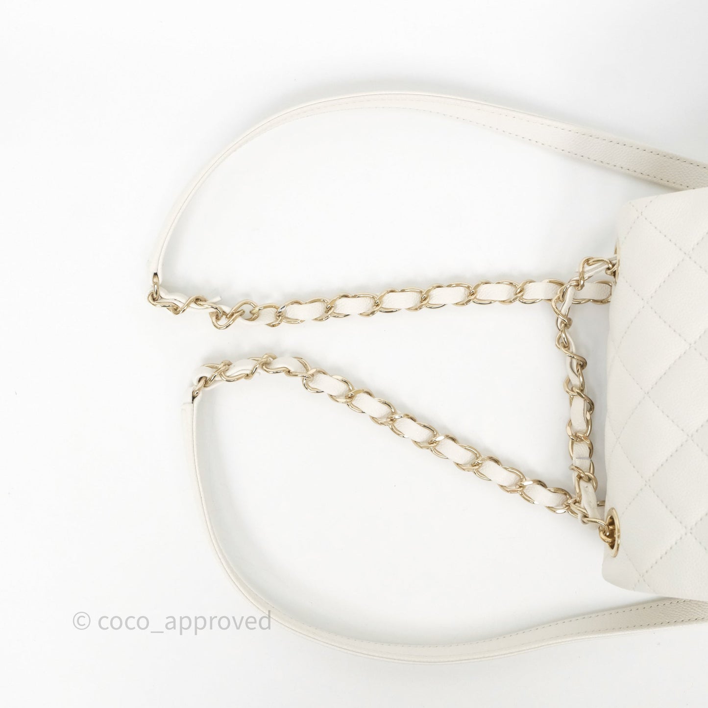 Chanel Duma Backpack White Caviar Gold Hardware 23K