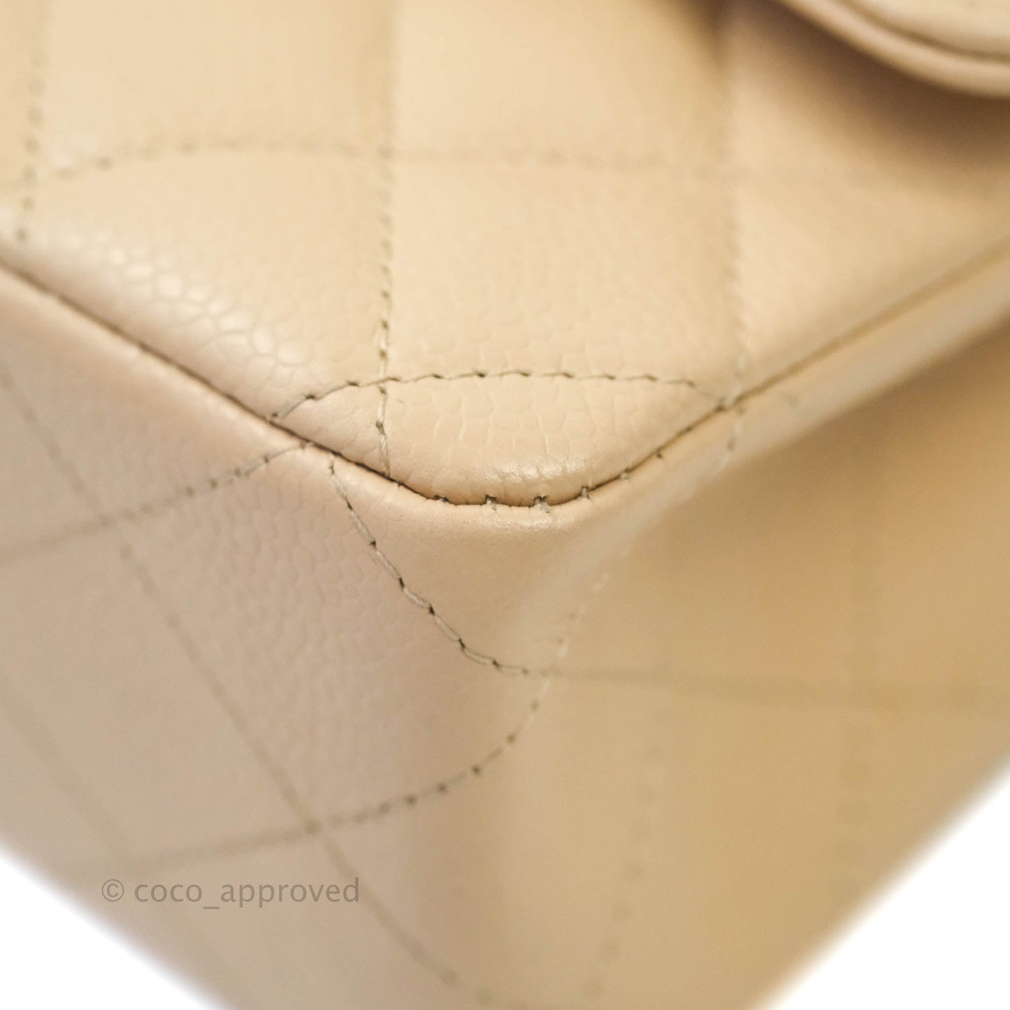 Chanel Classic M/L Medium Double Flap Beige Caviar Gold Hardware
