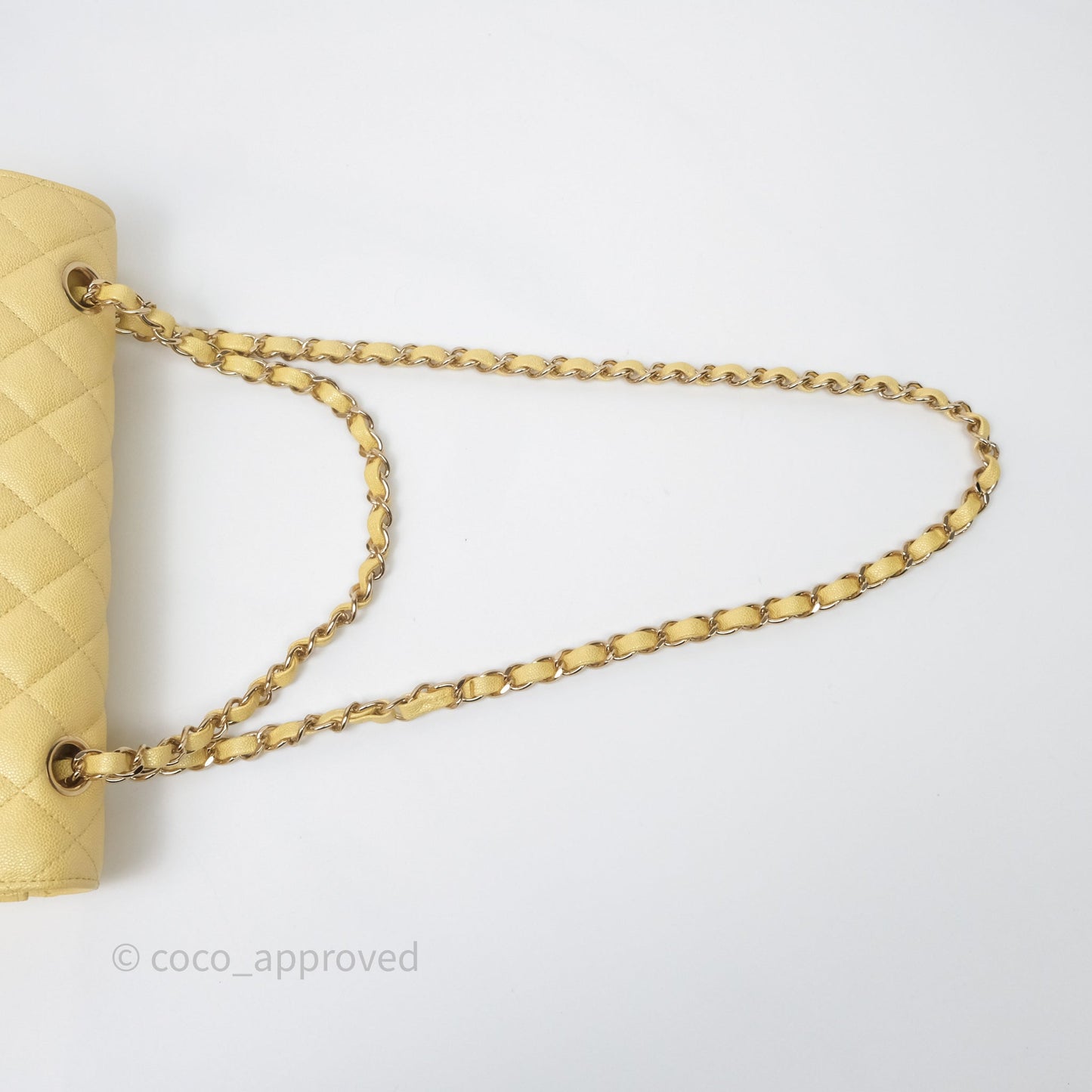 Chanel Classic M/L Medium Flap Quilted Iridescent Yellow Caviar Gold Hardware