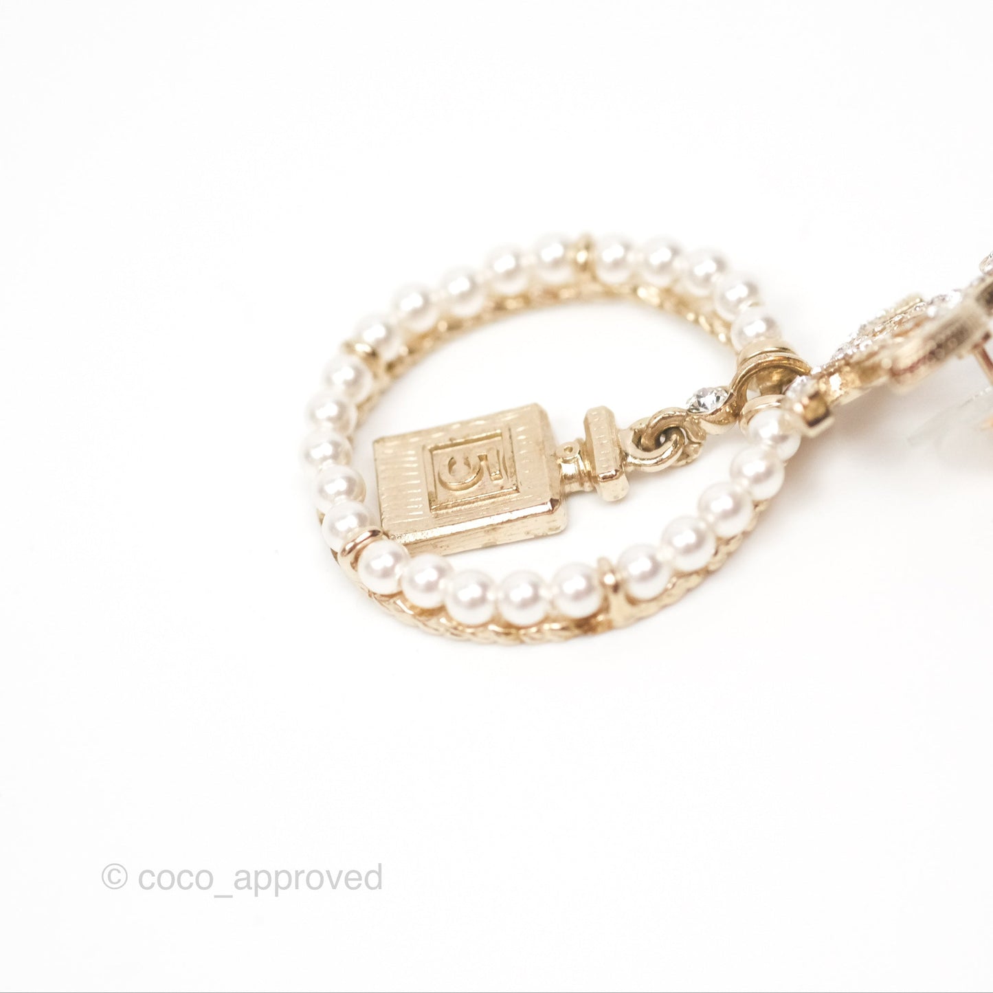 Chanel CC Crystal Pearl Ring No 5 Drop Earrings 20C