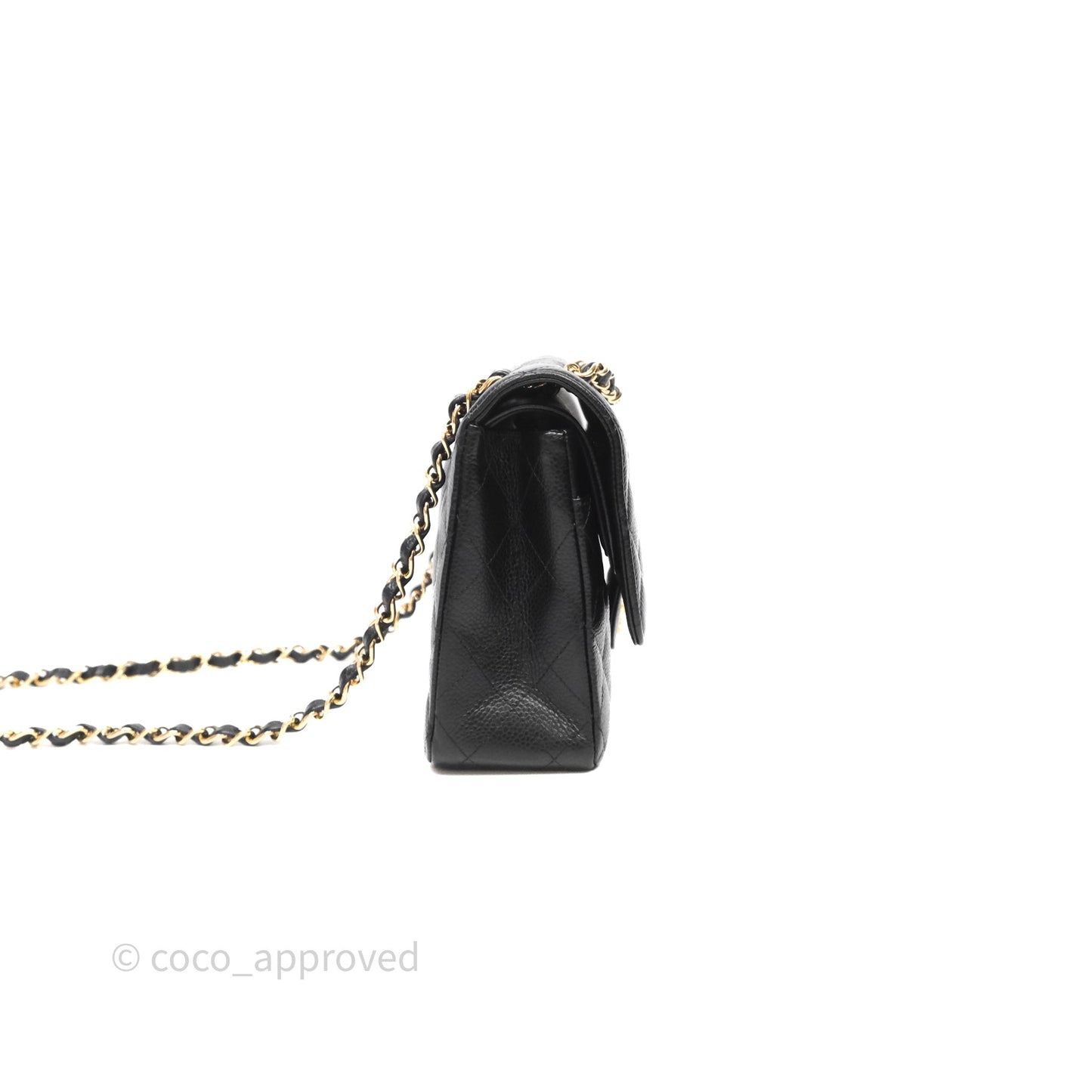 Chanel Quilted Classic M/L Medium Flap Black Caviar Gold Hardware