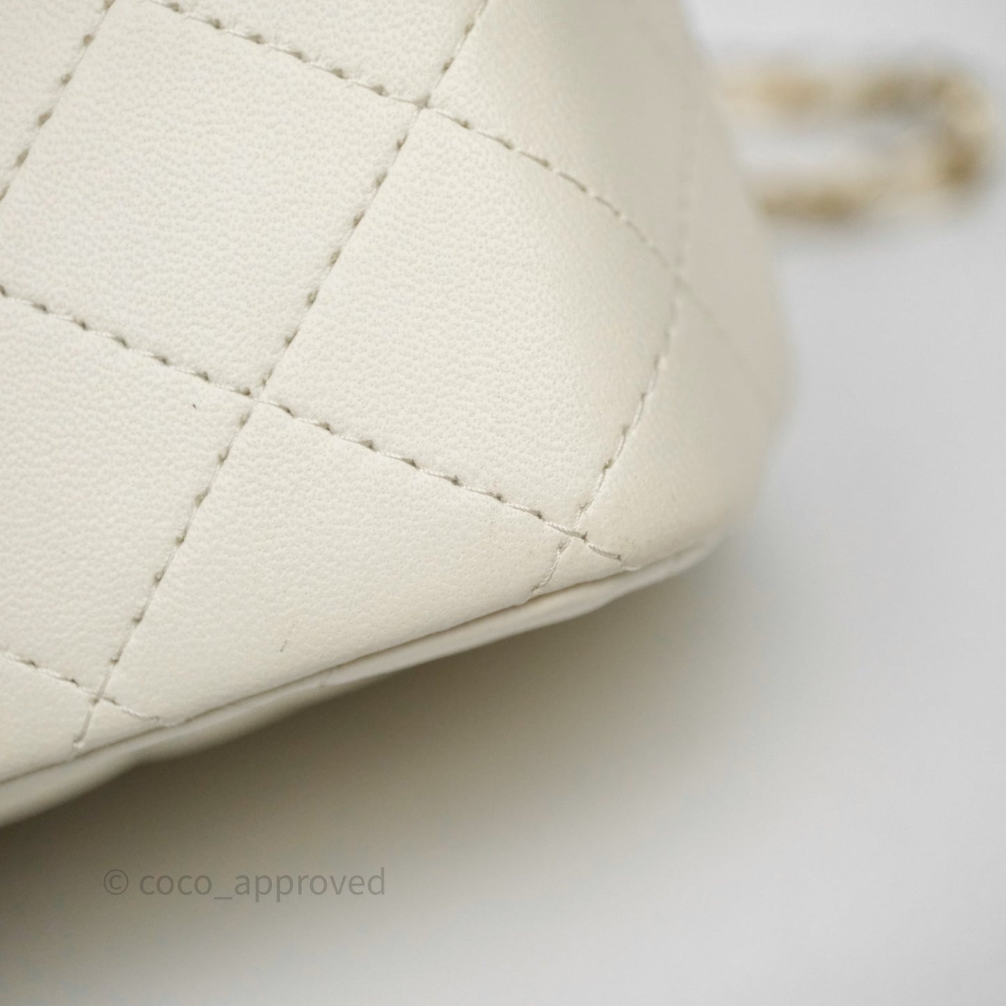 Chanel Quilted Mini Square White Lambskin Gold Hardware