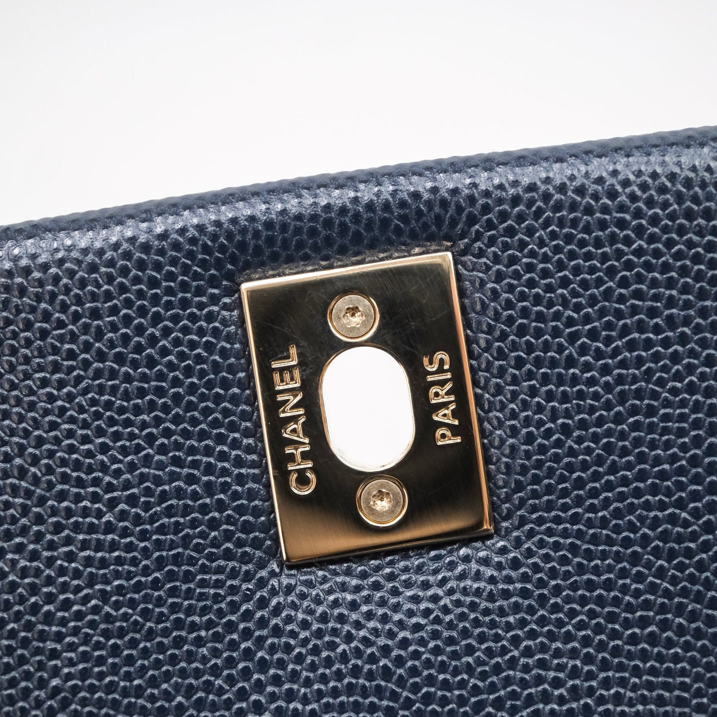 Chanel Mini Coco Handle Quilted Navy Caviar Gold Hardware Lizard Embossed Handle