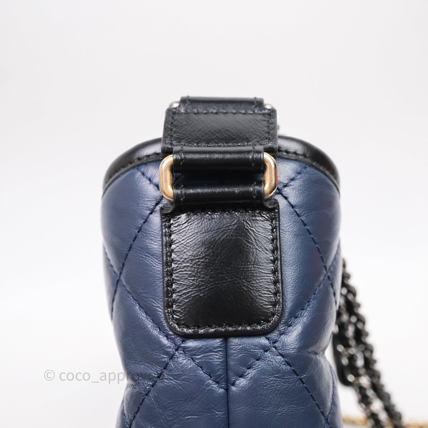 Chanel Quilted Small Gabrielle Hobo Navy Black Aged Calfskin Mixed Hardware
