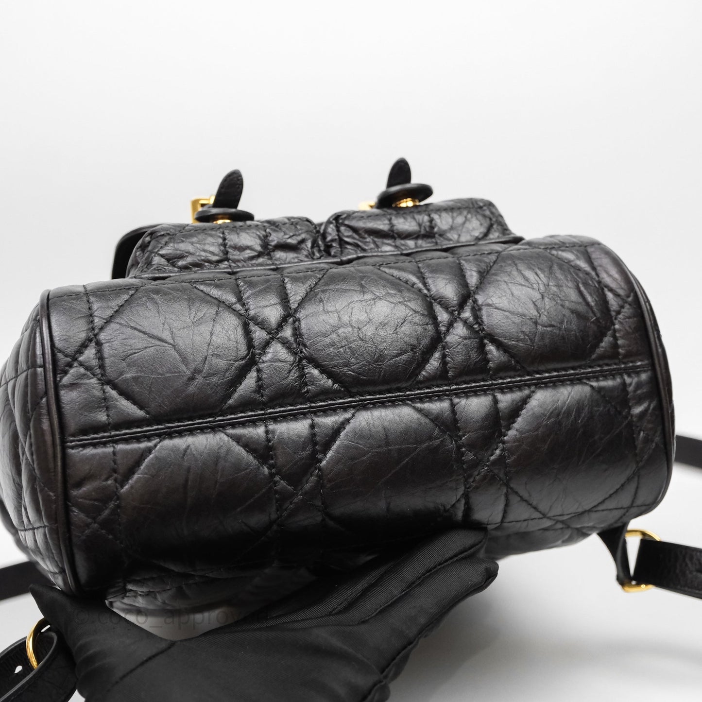 Christian Dior Medium Dior Caro Backpack Black Macrocannage Lambskin
