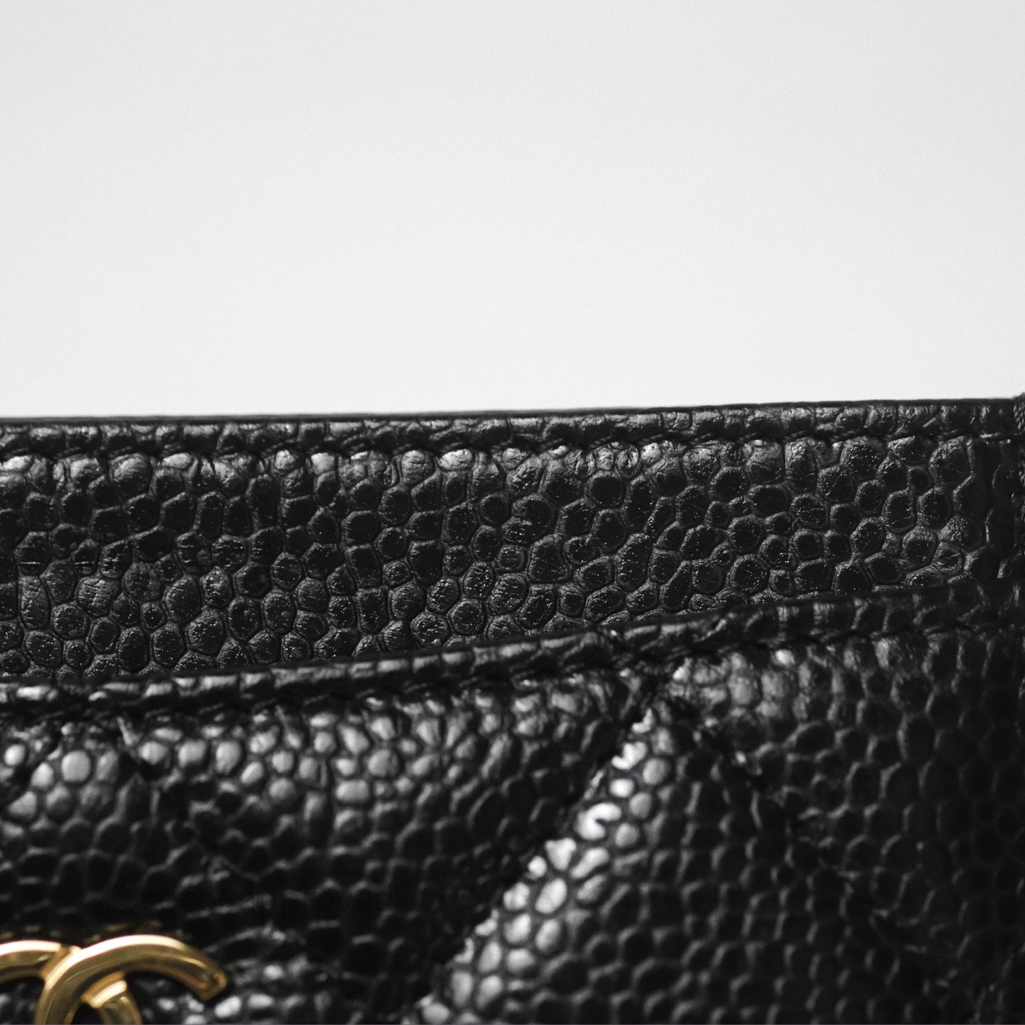 Chanel Classic Flat Card Holder Black Caviar Gold Hardware