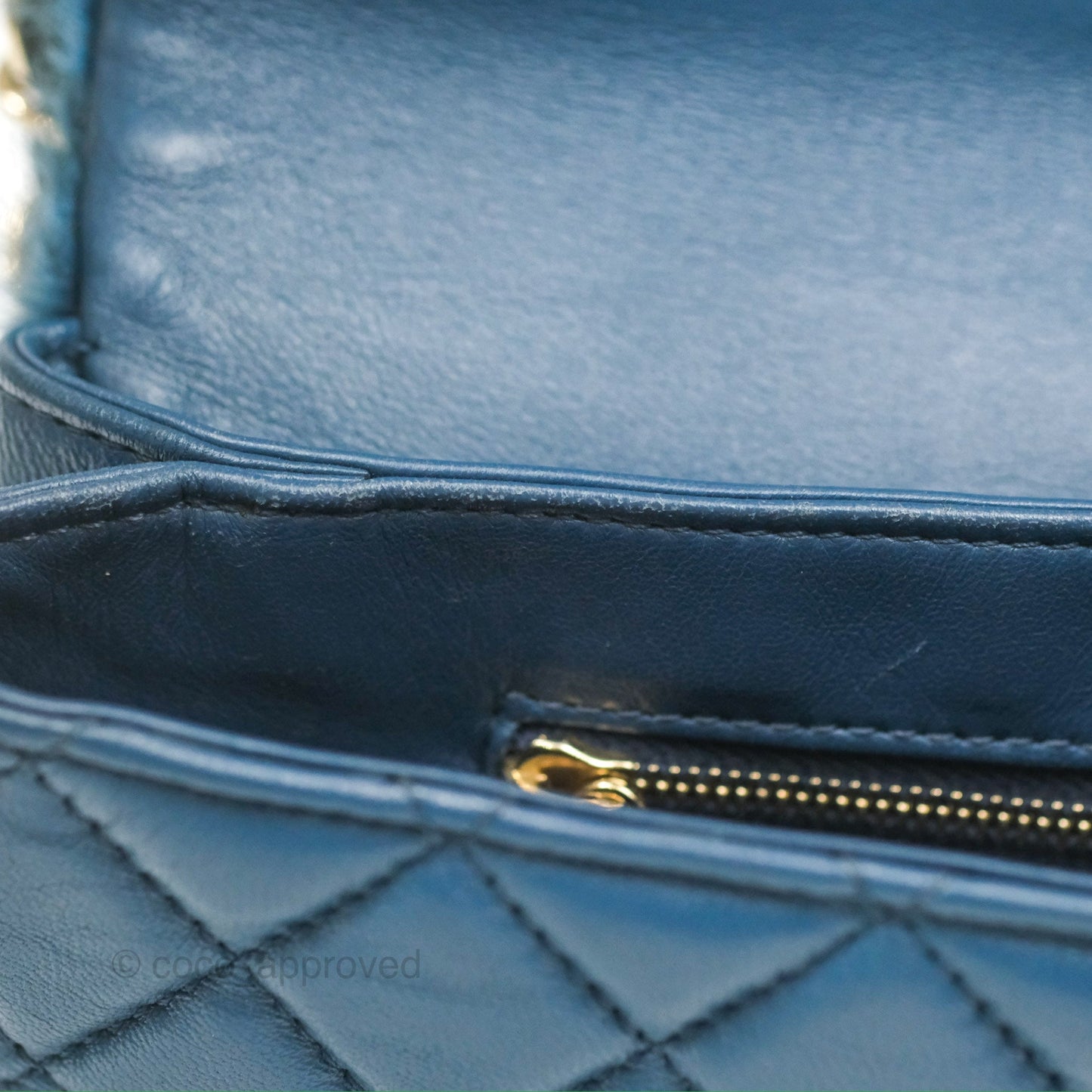 Chanel Top Handle Bag Green Blue Orylag Fur 17A