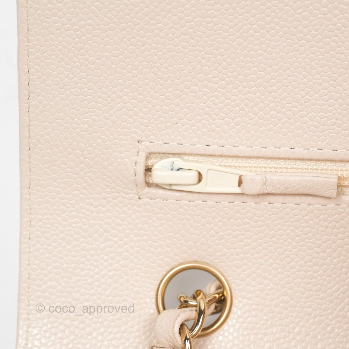 Chanel Classic M/L Medium Double Flap Chevron Light Beige Caviar Gold Hardware 20B