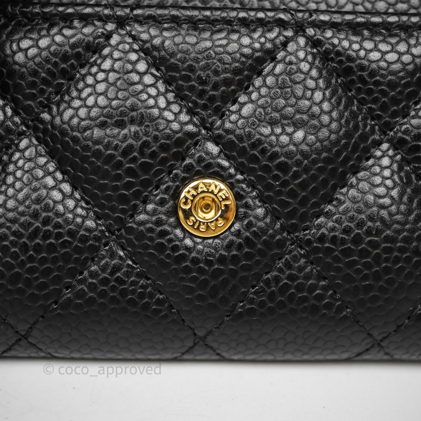 Chanel Quilted Flap Card Holder Black Caviar Gold Hardware