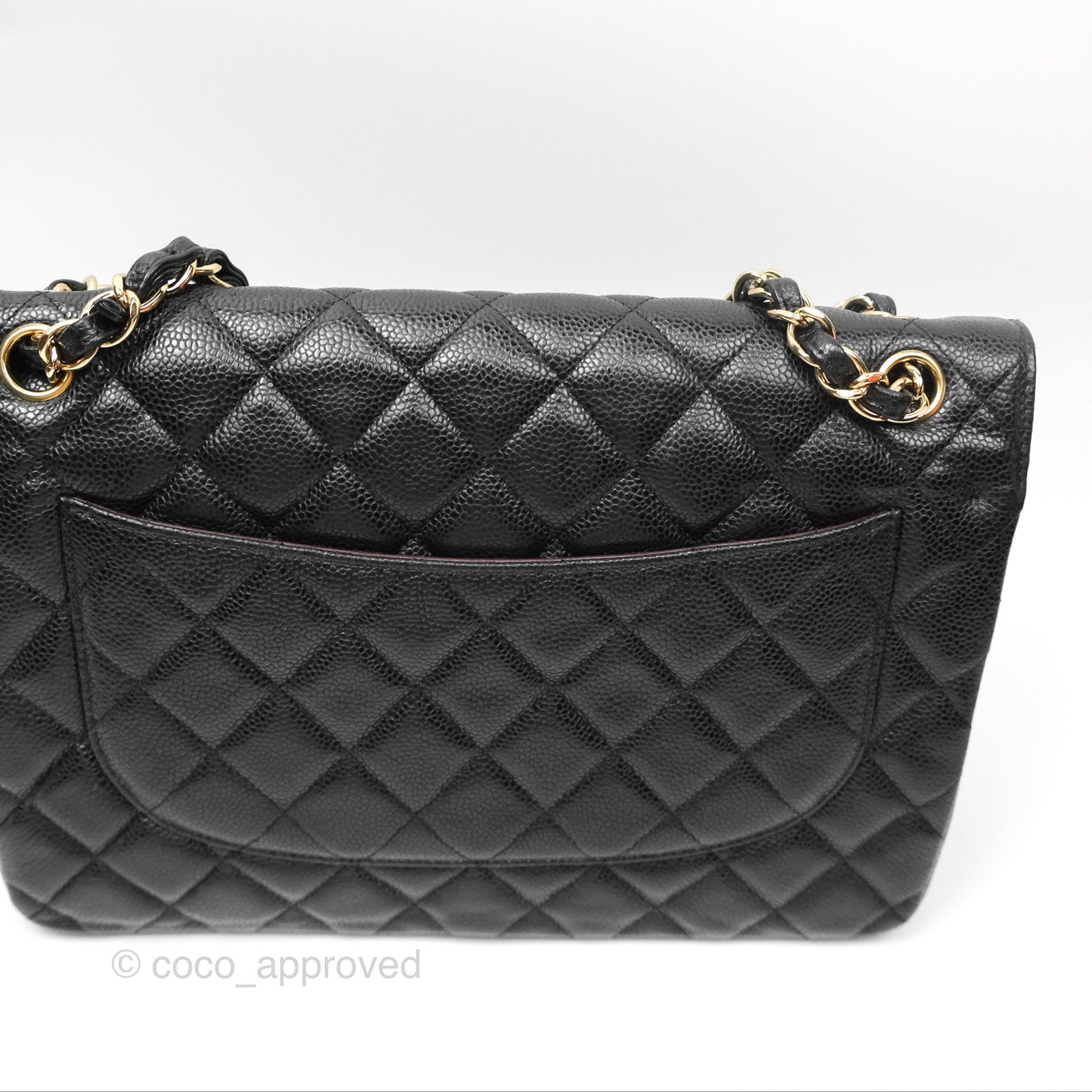 Chanel Jumbo Double Flap Quilted Black Caviar Gold Hardware⁣⁣