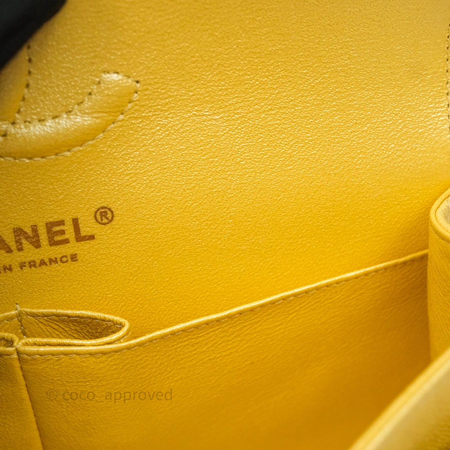 Chanel Small Classic Quilted Flap Iridescent Yellow Caviar Gold Hardware