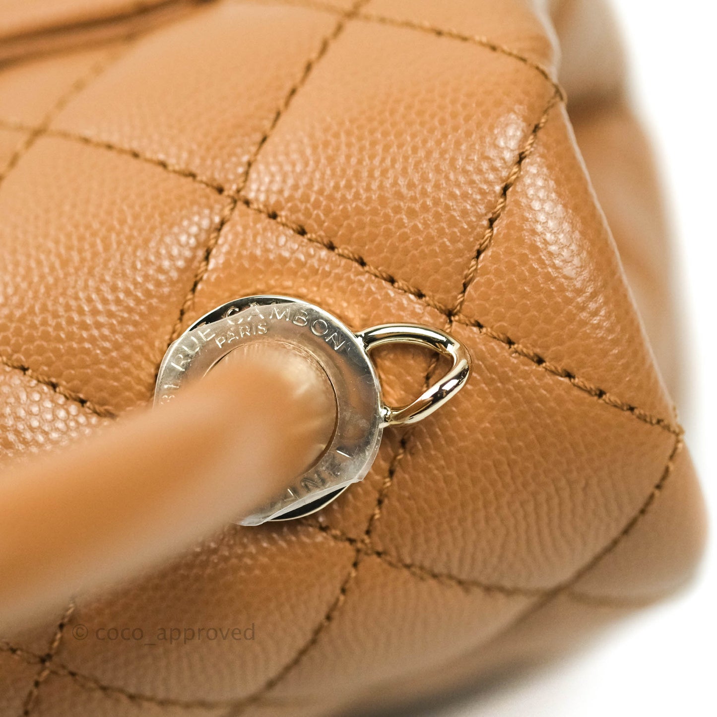 Chanel Quilted Extra Mini Coco Handle Dark Beige Caviar Gold Hardware 21P