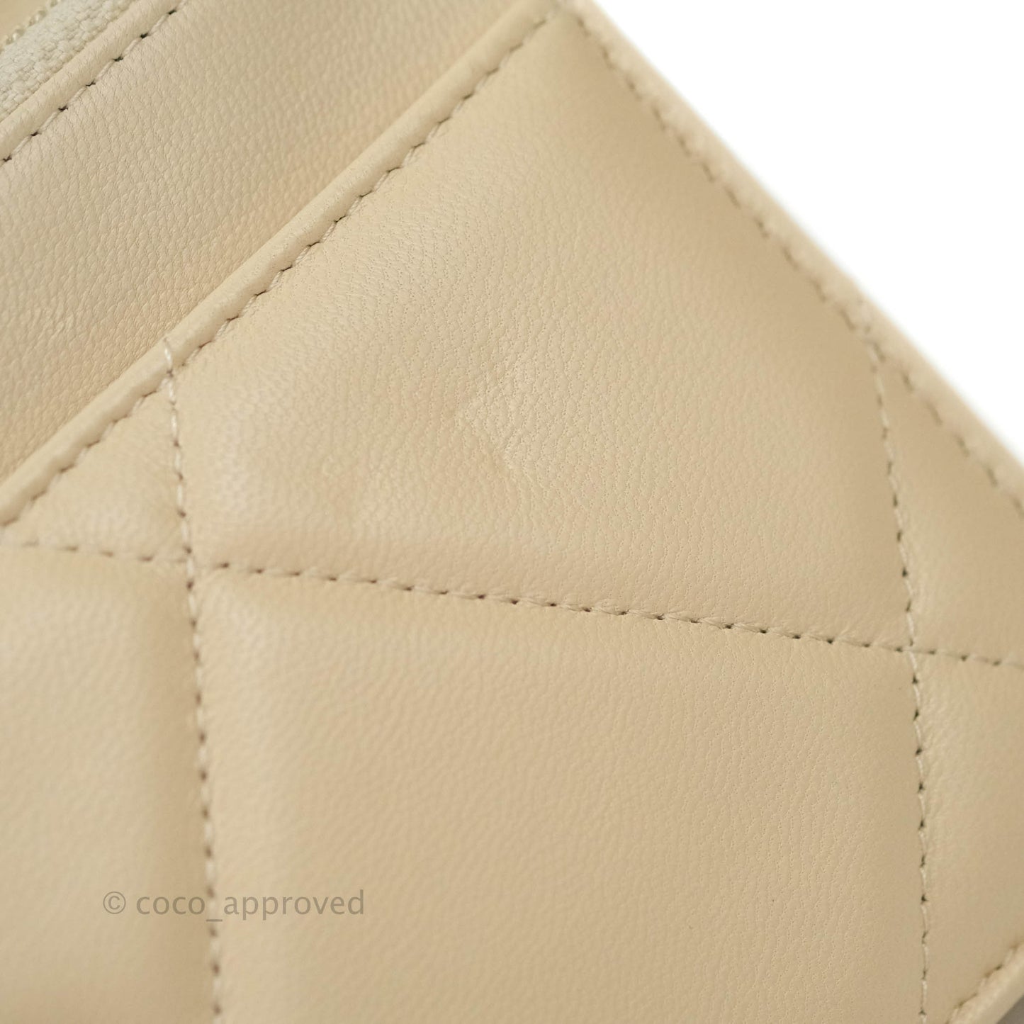 Chanel 19 Quilted Wallet on Chain WOC Beige Goatskin Mixed Hardware