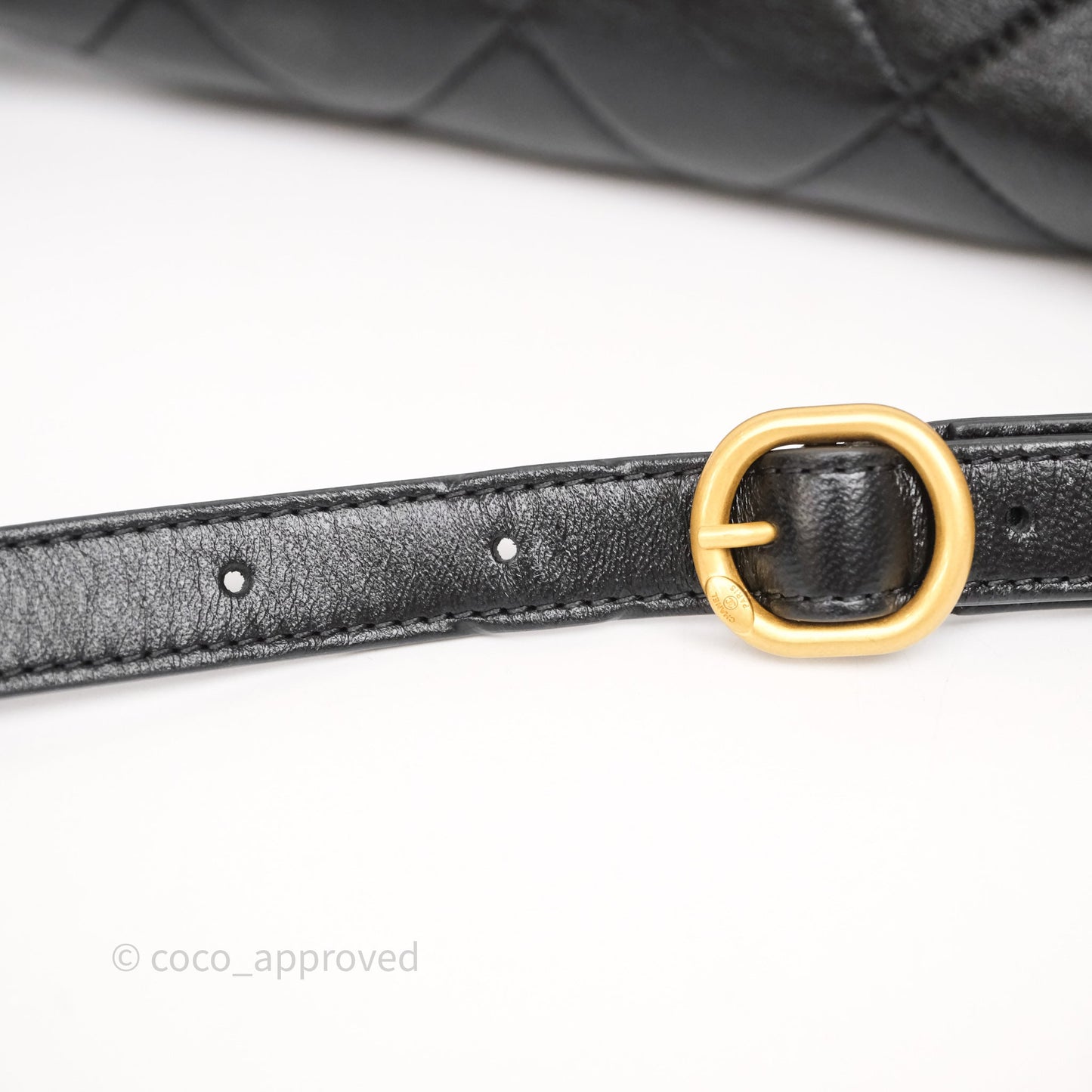 Chanel Quilted Waist Bag Lambskin Black Aged Gold Hardware
