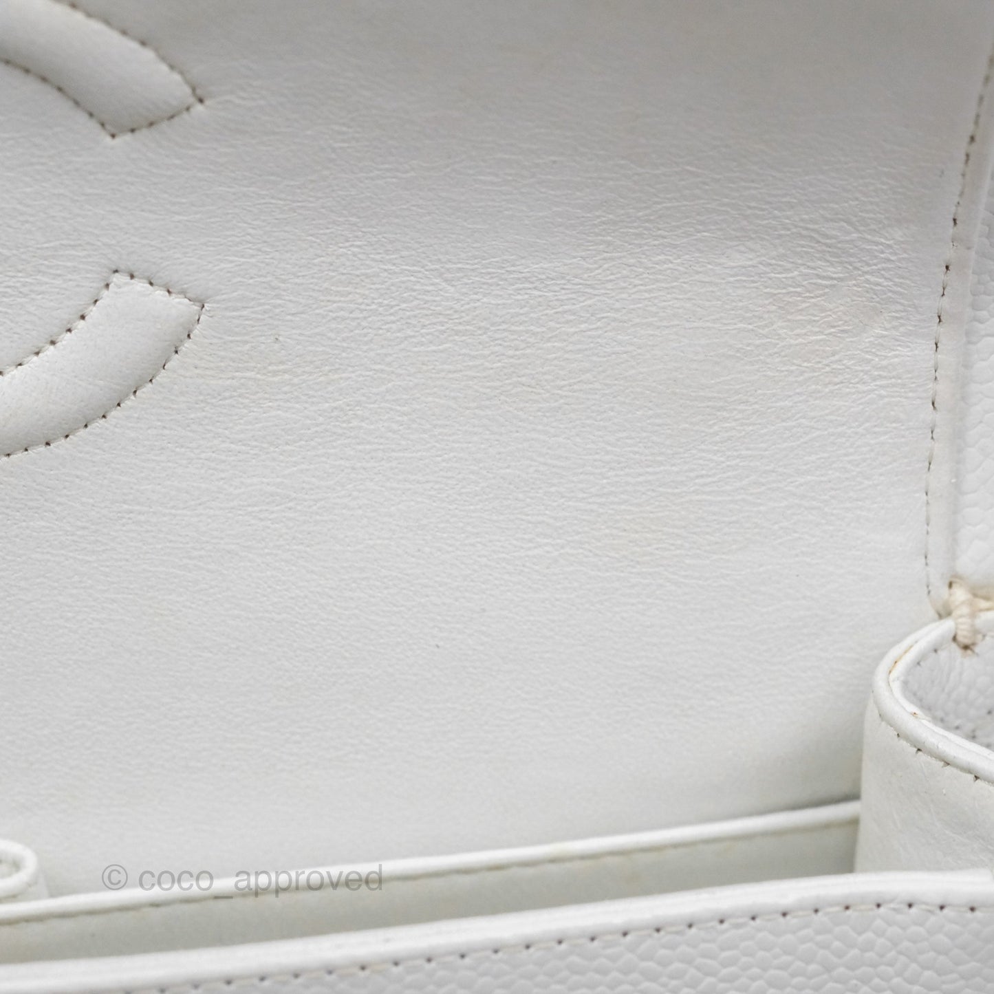 Chanel Classic M/L Medium Double Flap White Caviar Silver Hardware