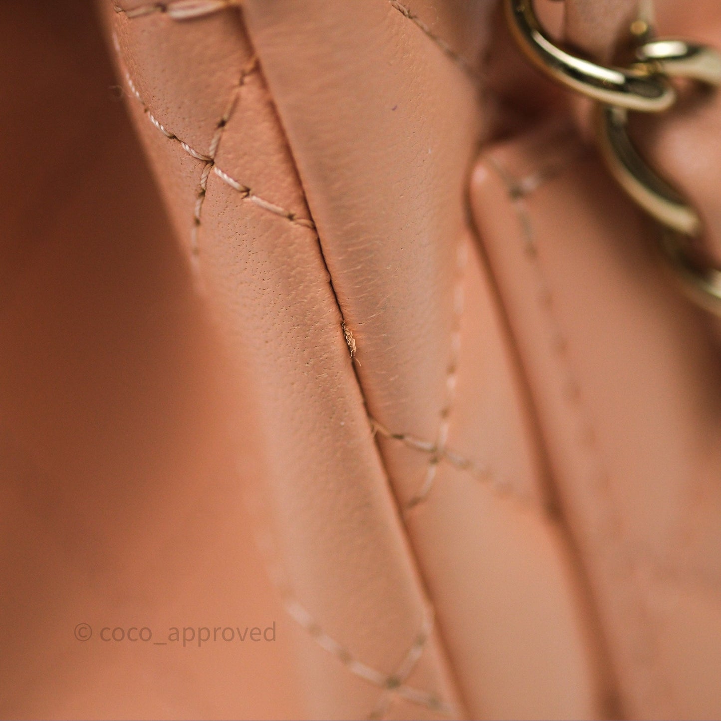 Chanel Mini Square Flap Quilted Beige Pink Lambskin Gold Hardware