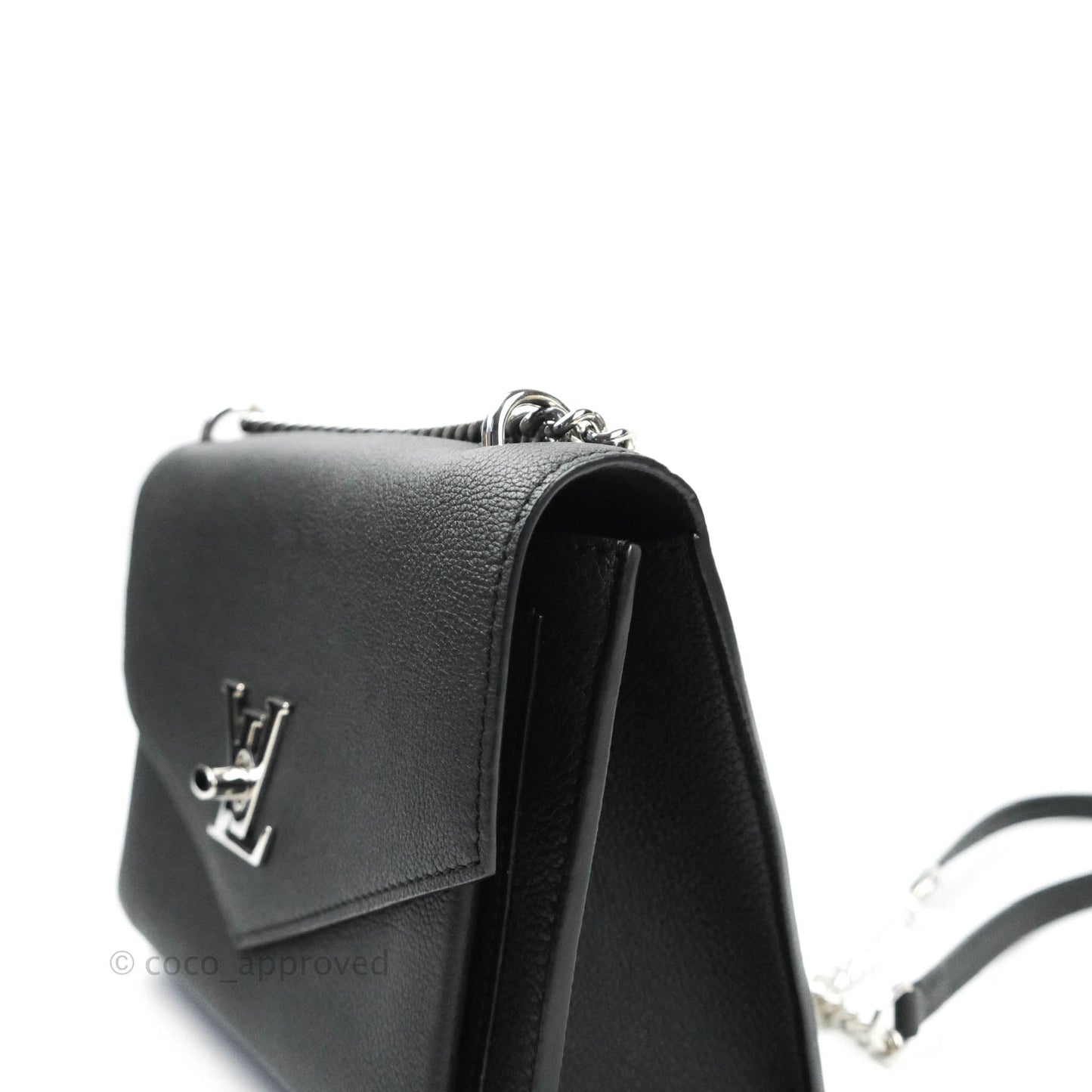 Louis Vuitton Calfskin My Lockme BB Bag Black Silver Hardware