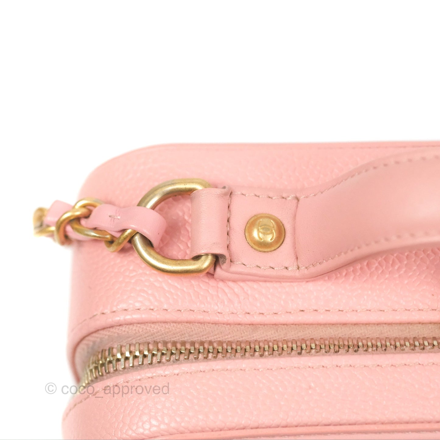 Chanel Quilted Medium CC Filigree Vanity Case Pink Caviar Gold Hardware