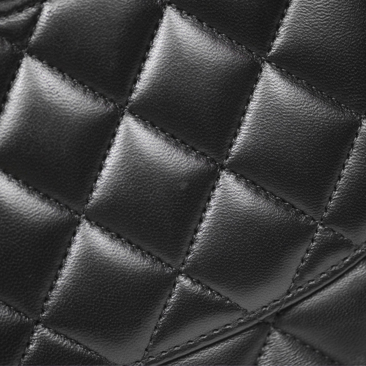 Chanel M/L Medium Classic Flap Quilted Black Lambskin Silver Hardware