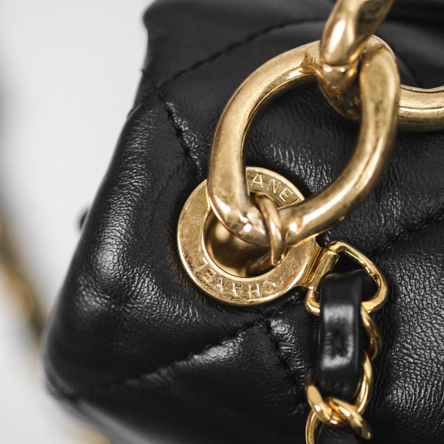Chanel Quilted Color Match Chain Flap Black Lambskin Gold Hardware