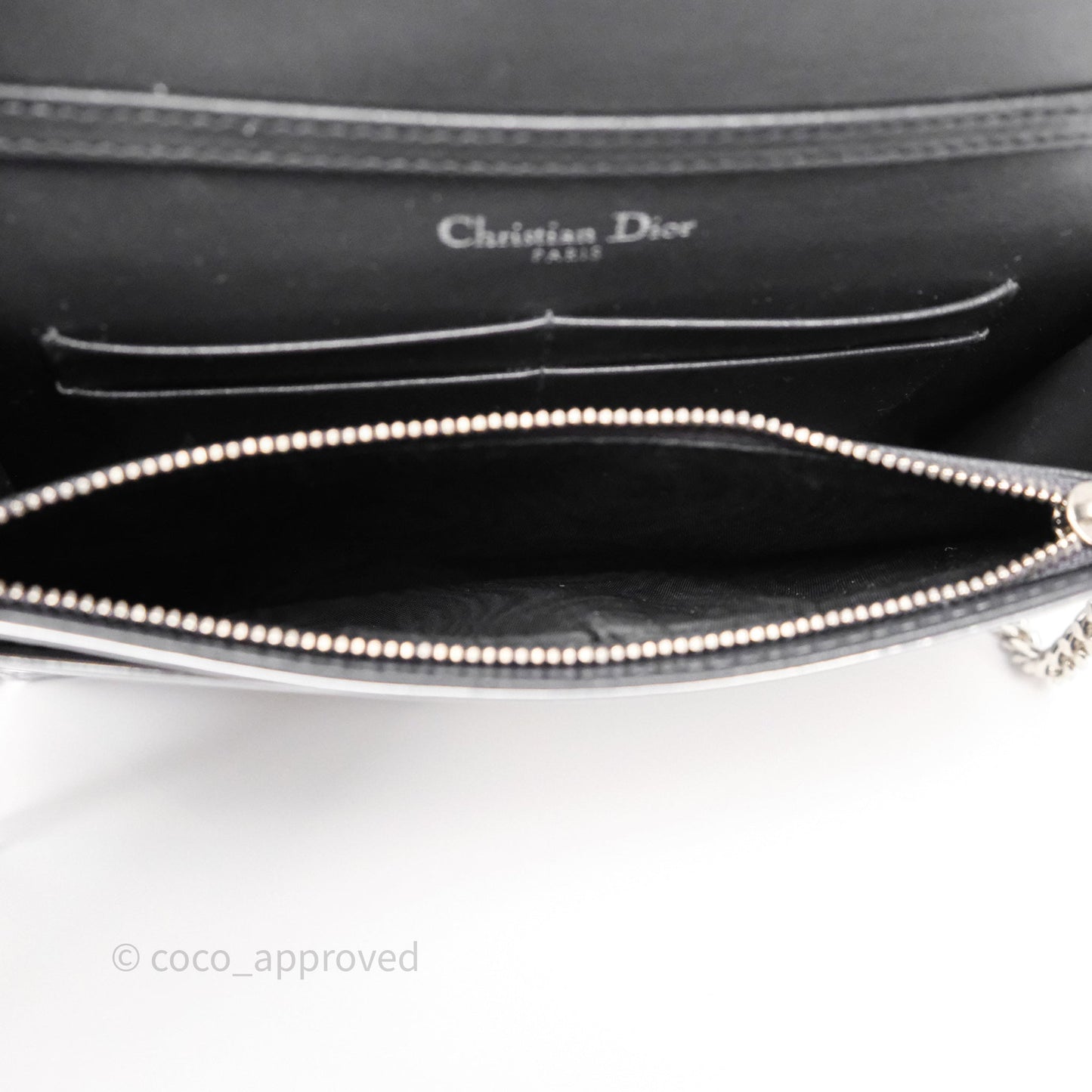 Christian Dior Diorama Wallet on Chain Metallic Silver